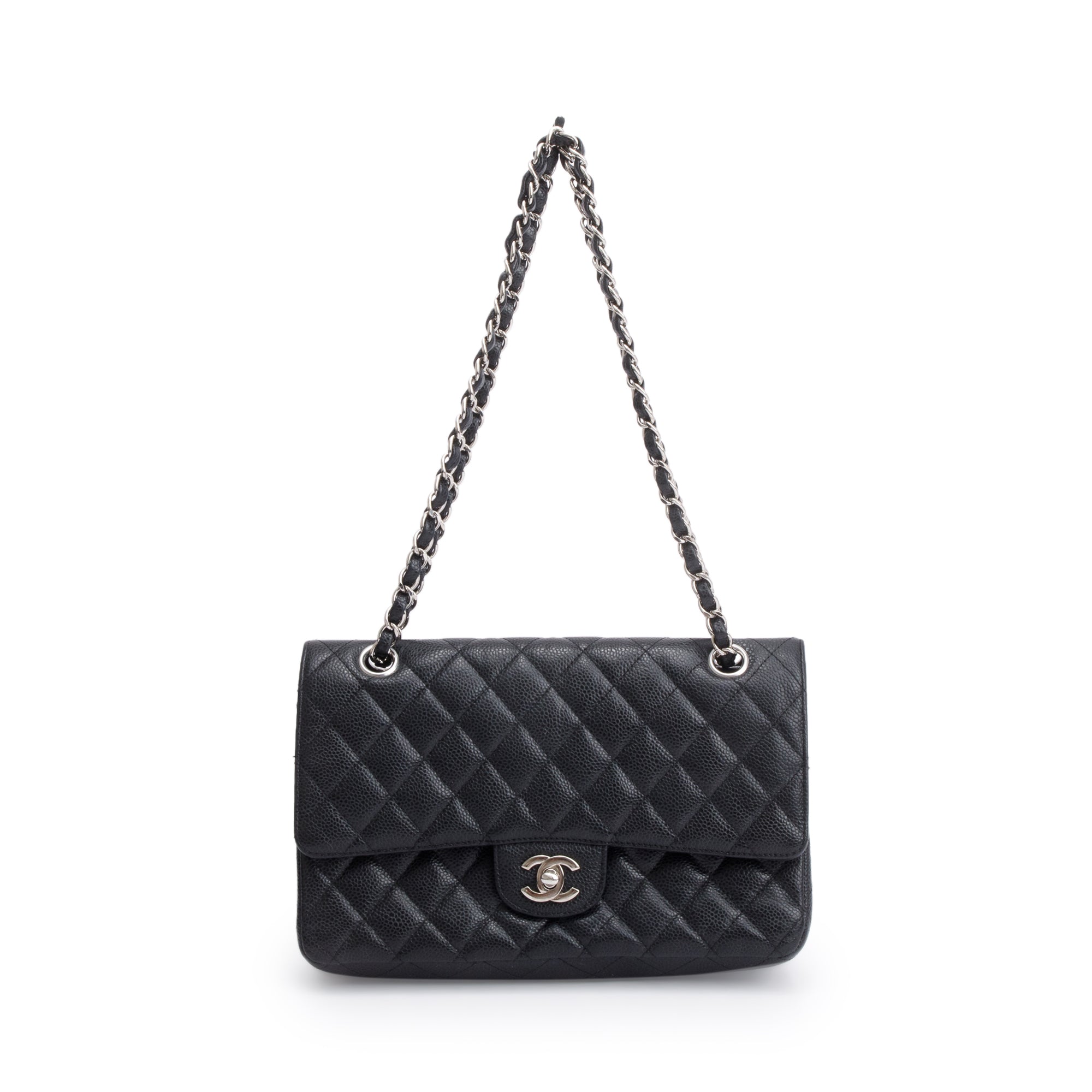 Chanel Black Quilted Caviar Medium Classic Double Flap Bag