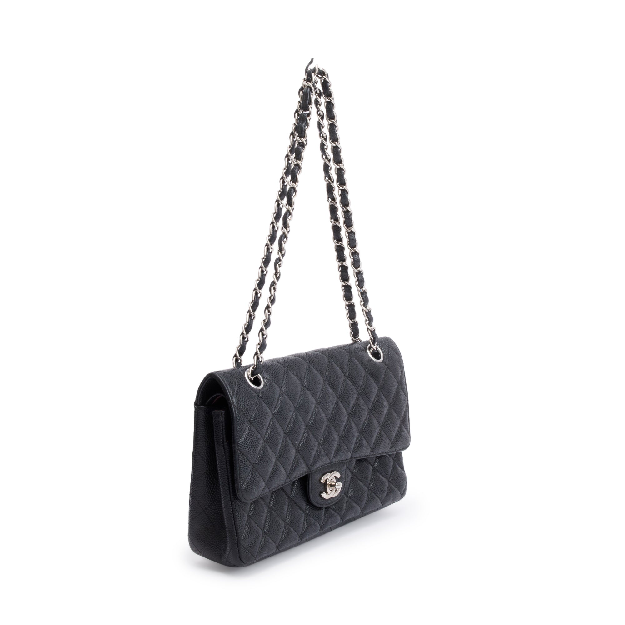 Chanel Black Quilted Caviar Medium Classic Double Flap Bag