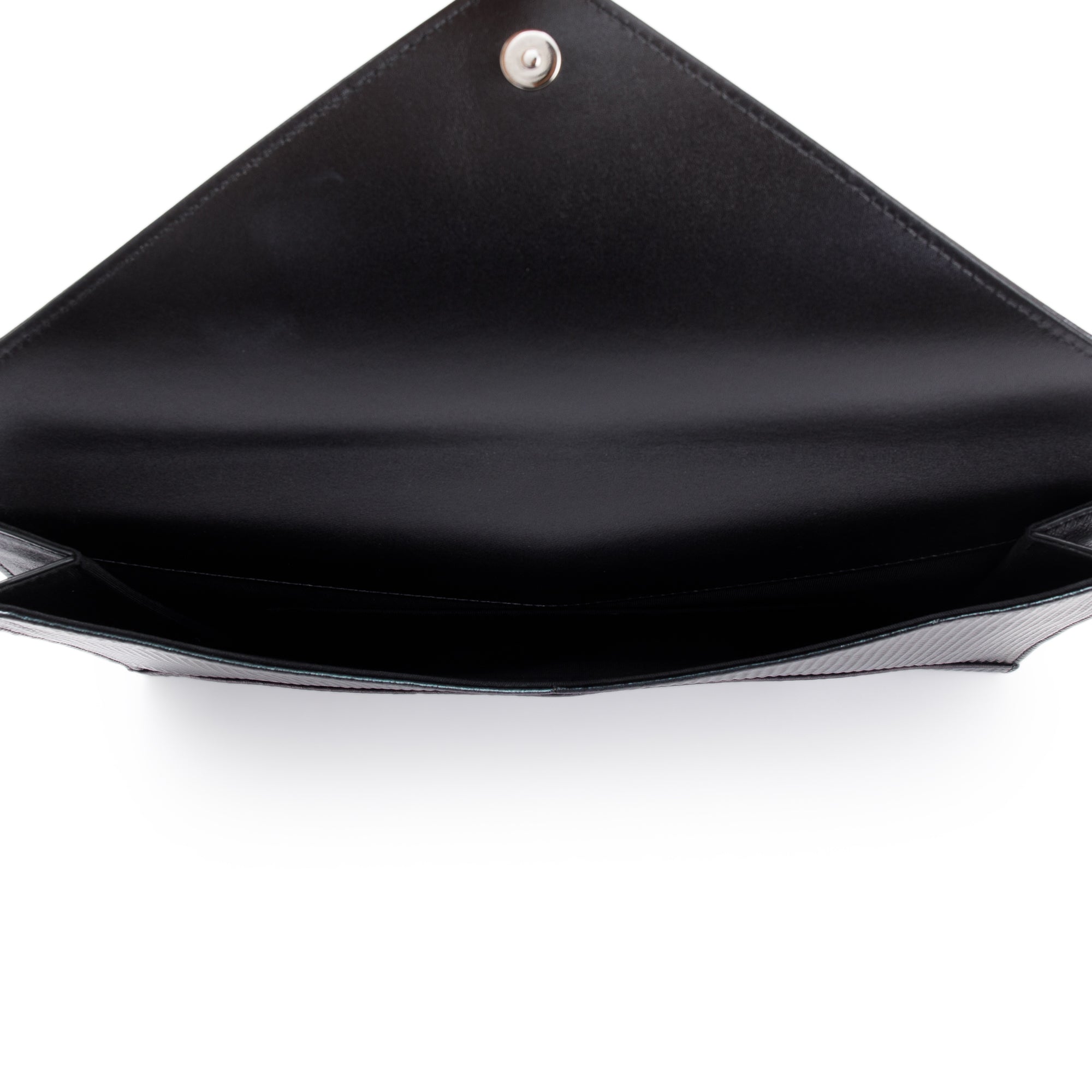 Chanel Black Quilted Holographic Patent Leather Envelope Clutch w/ Authenticity Card