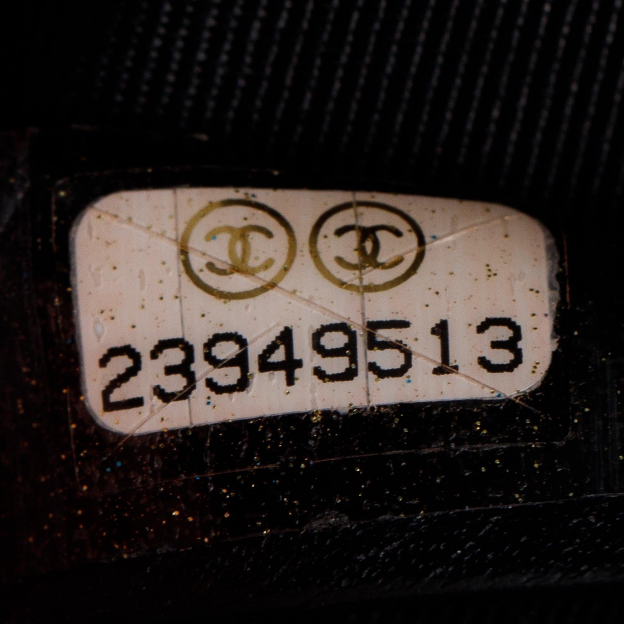 Chanel Black Quilted Holographic Patent Leather Envelope Clutch w/ Authenticity Card