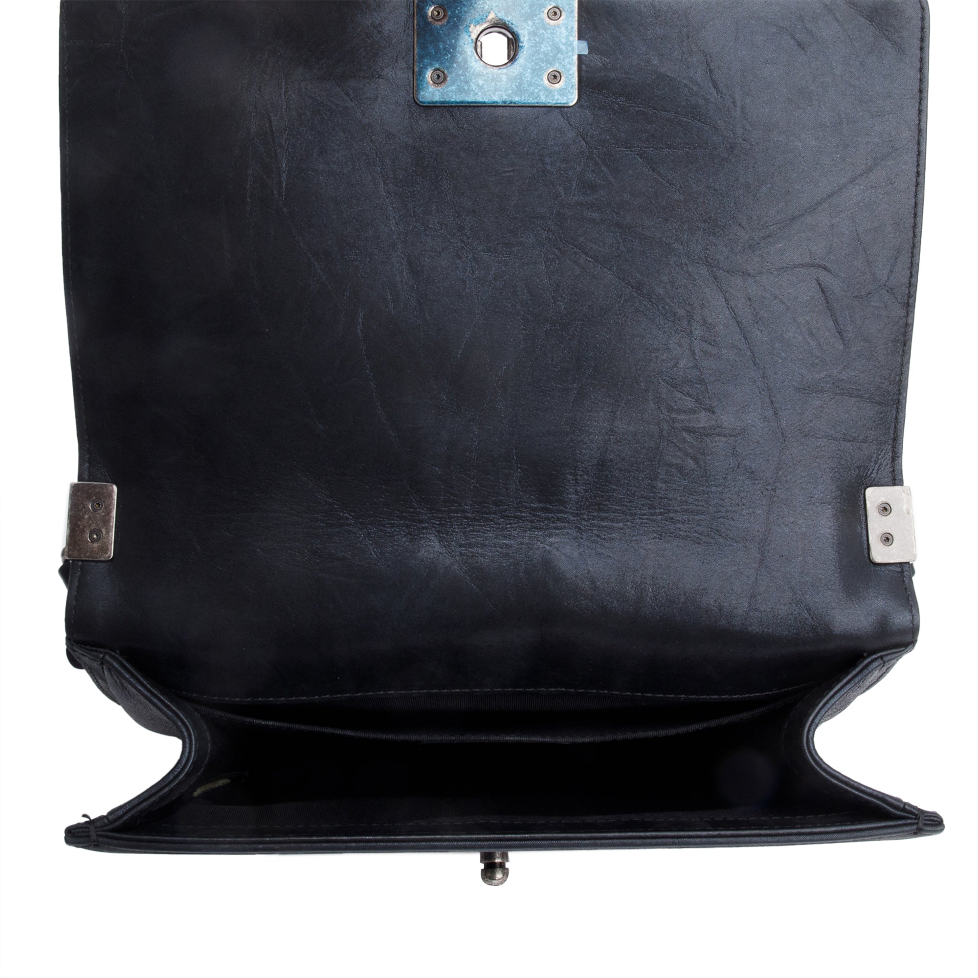 Chanel Black Quilted Iridescent Calfskin Leather Medium Beaded Double Stitch Boy Bag