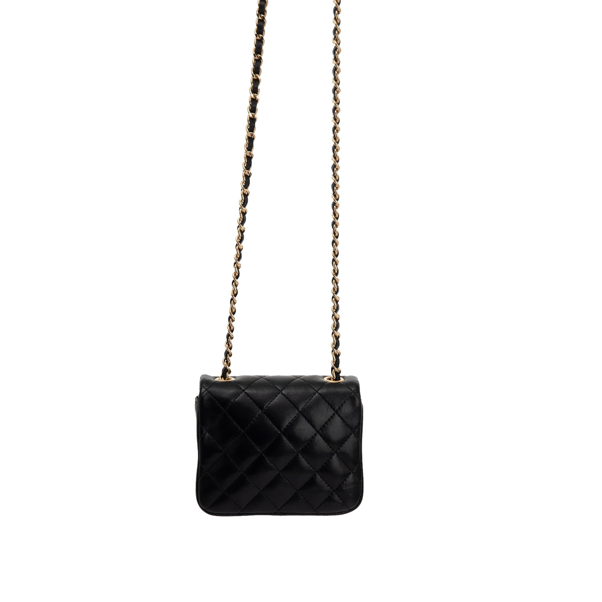 Chanel Black Quilted Lambskin Classic Flap Card Holder on Chain