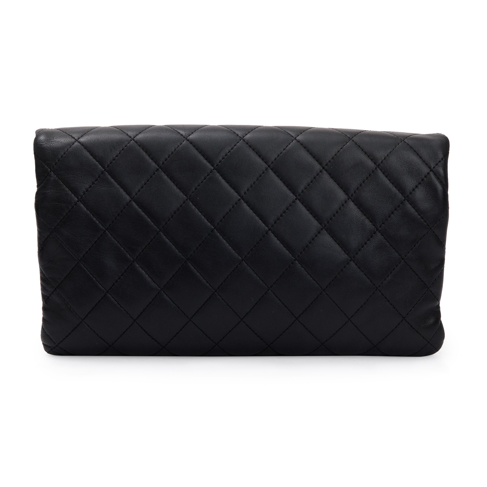 Chanel Black Quilted Lambskin Leather Beauty CC Clutch