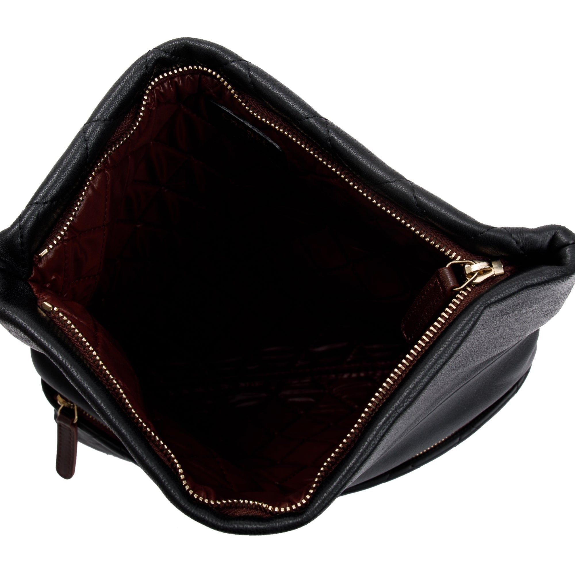 Chanel Black Quilted Lambskin Leather Beauty CC Clutch