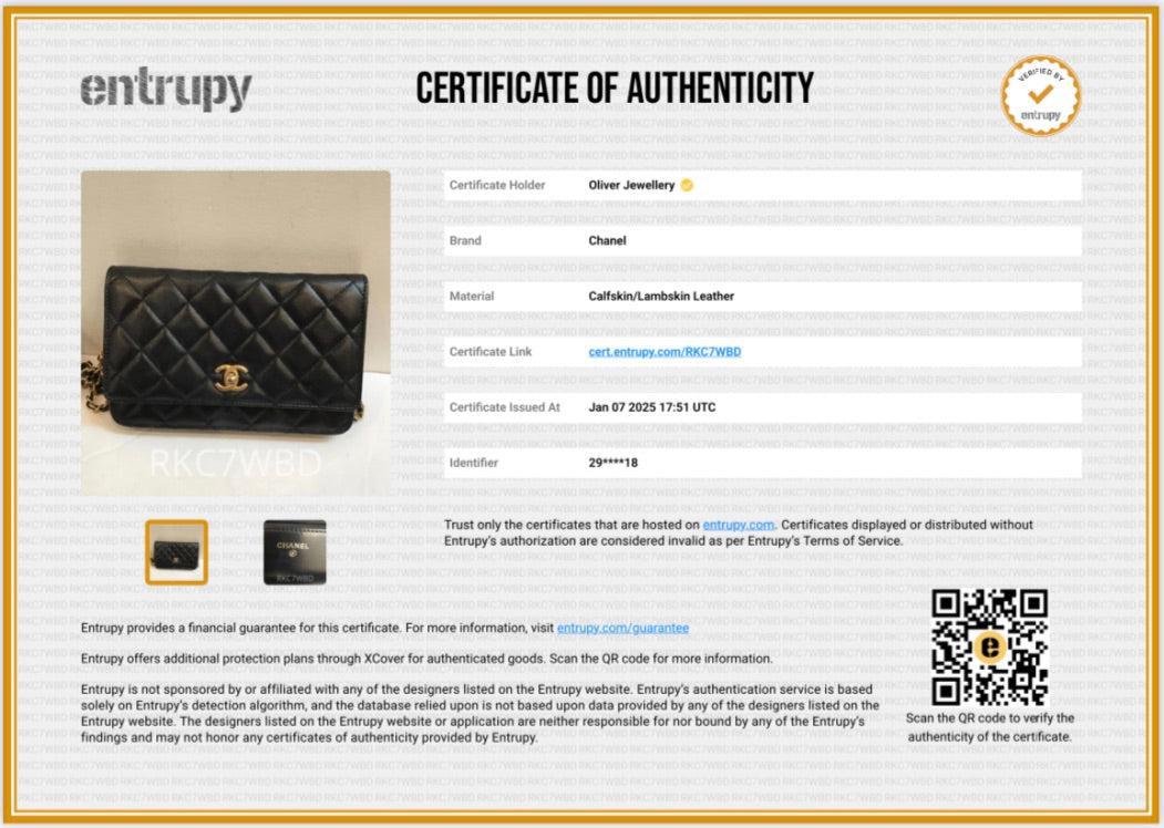 Chanel Black Quilted Lambskin Leather CC Coco Crush Classic Wallet on Chain w/ Box & Authenticity Card