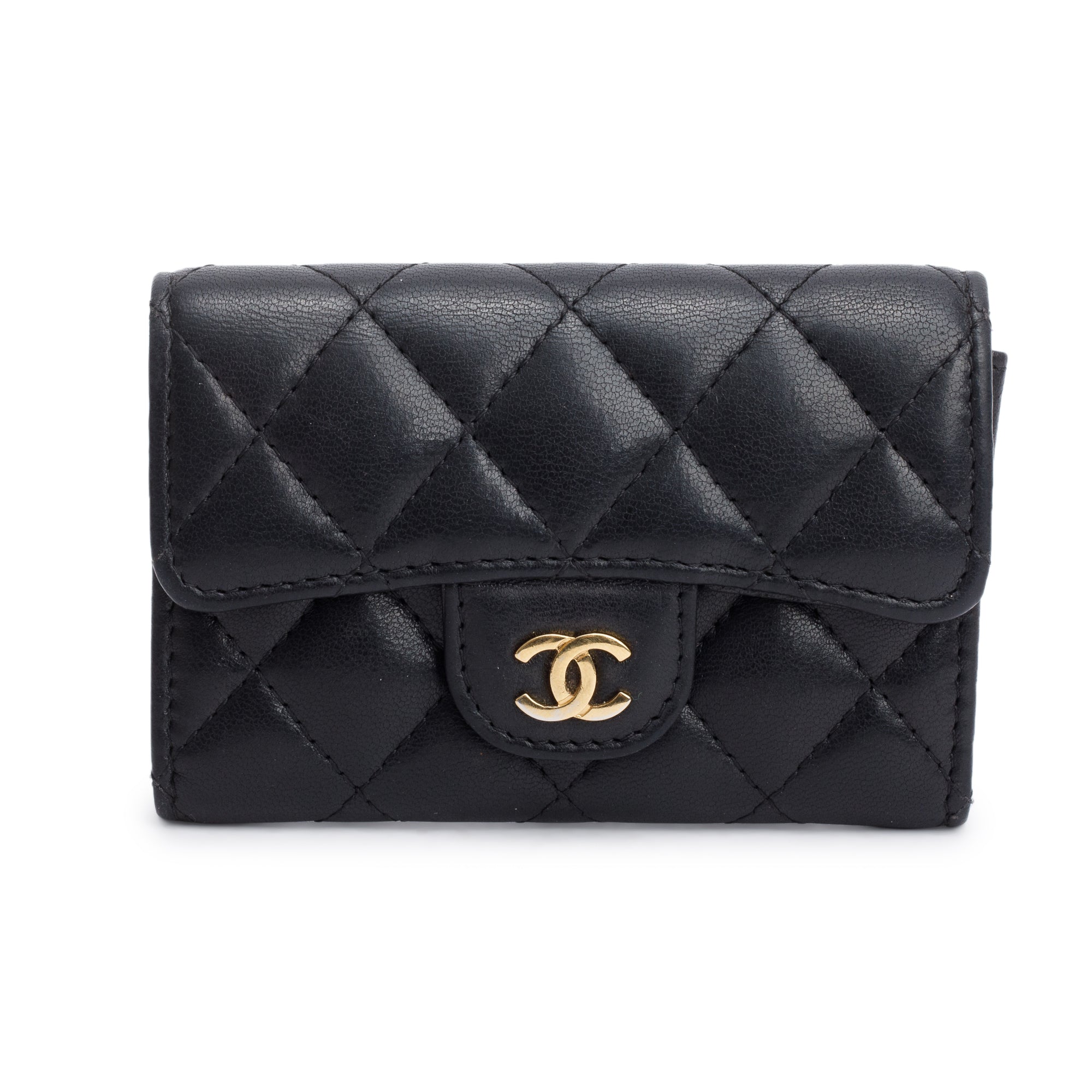 Chanel Black Quilted Lambskin Leather Classic Flap Card Holder