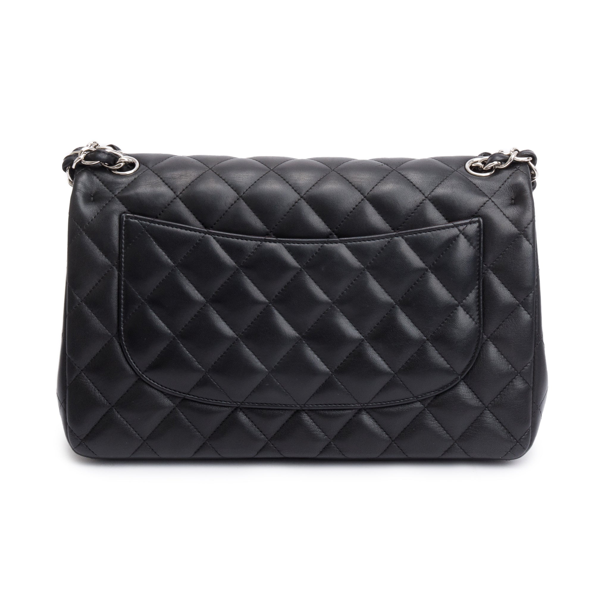 Chanel Black Quilted Lambskin Leather Classic Jumbo Double Flap Bag