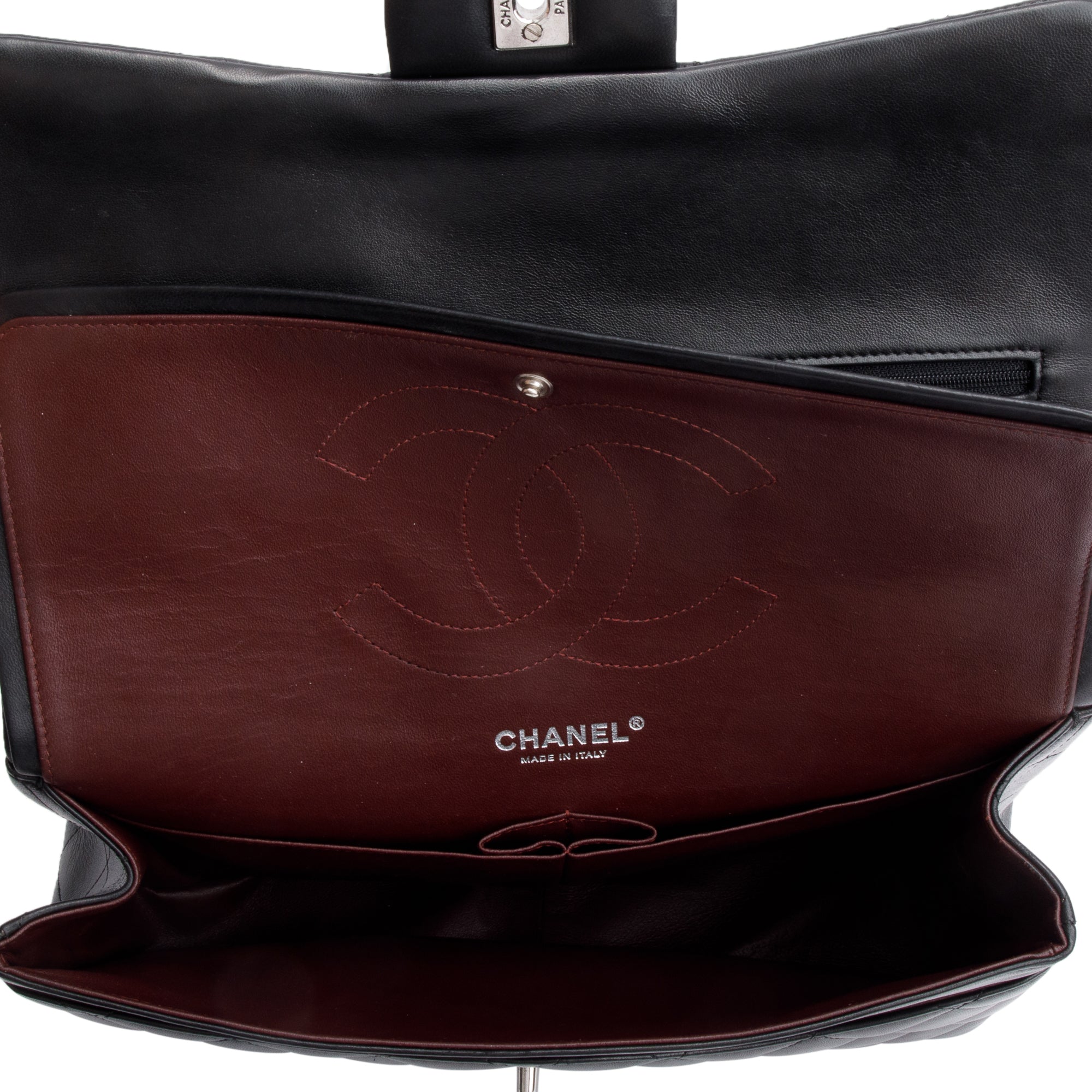 Chanel Black Quilted Lambskin Leather Classic Jumbo Double Flap Bag