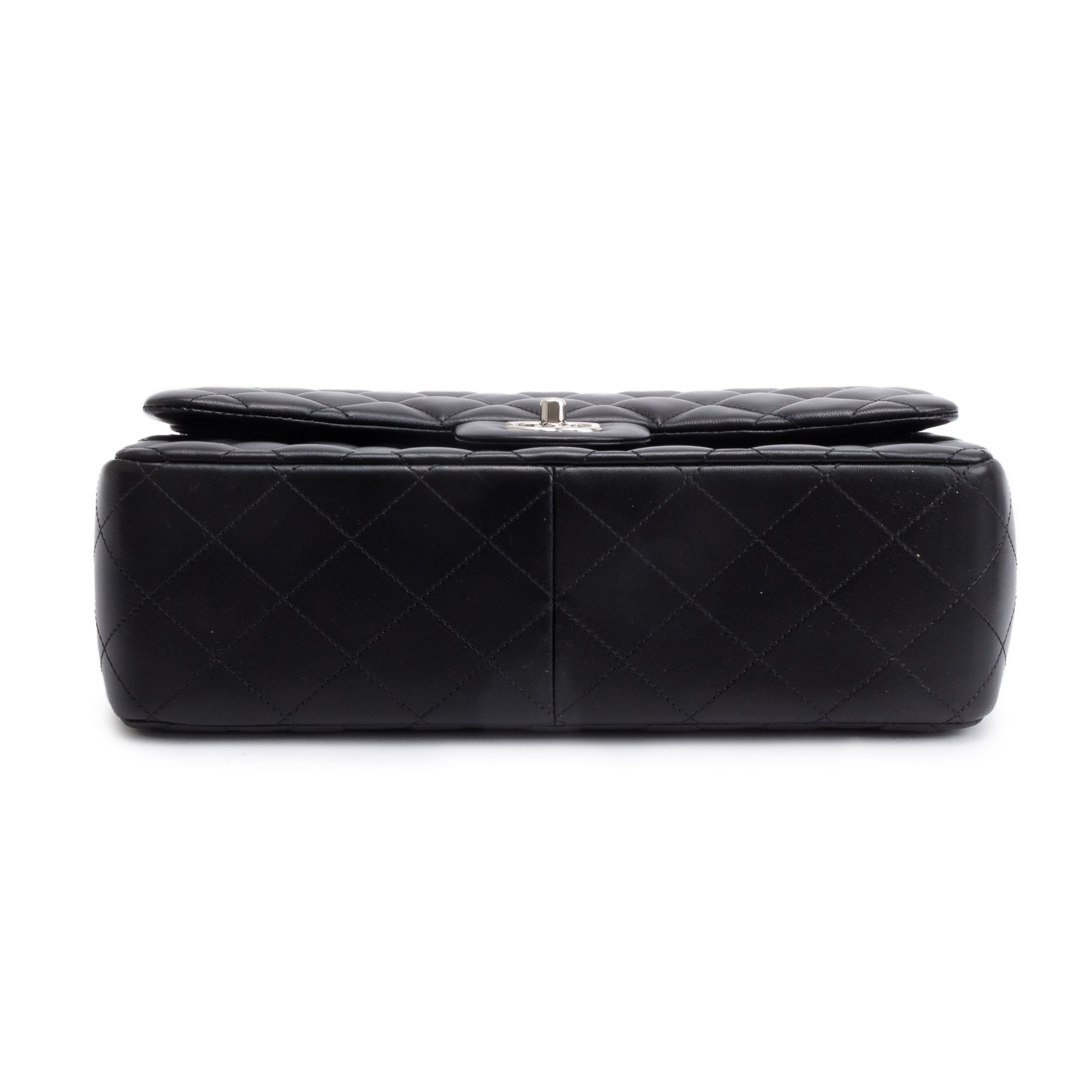 Chanel Black Quilted Lambskin Leather Classic Jumbo Double Flap Bag w/ Box & Authenticity Card
