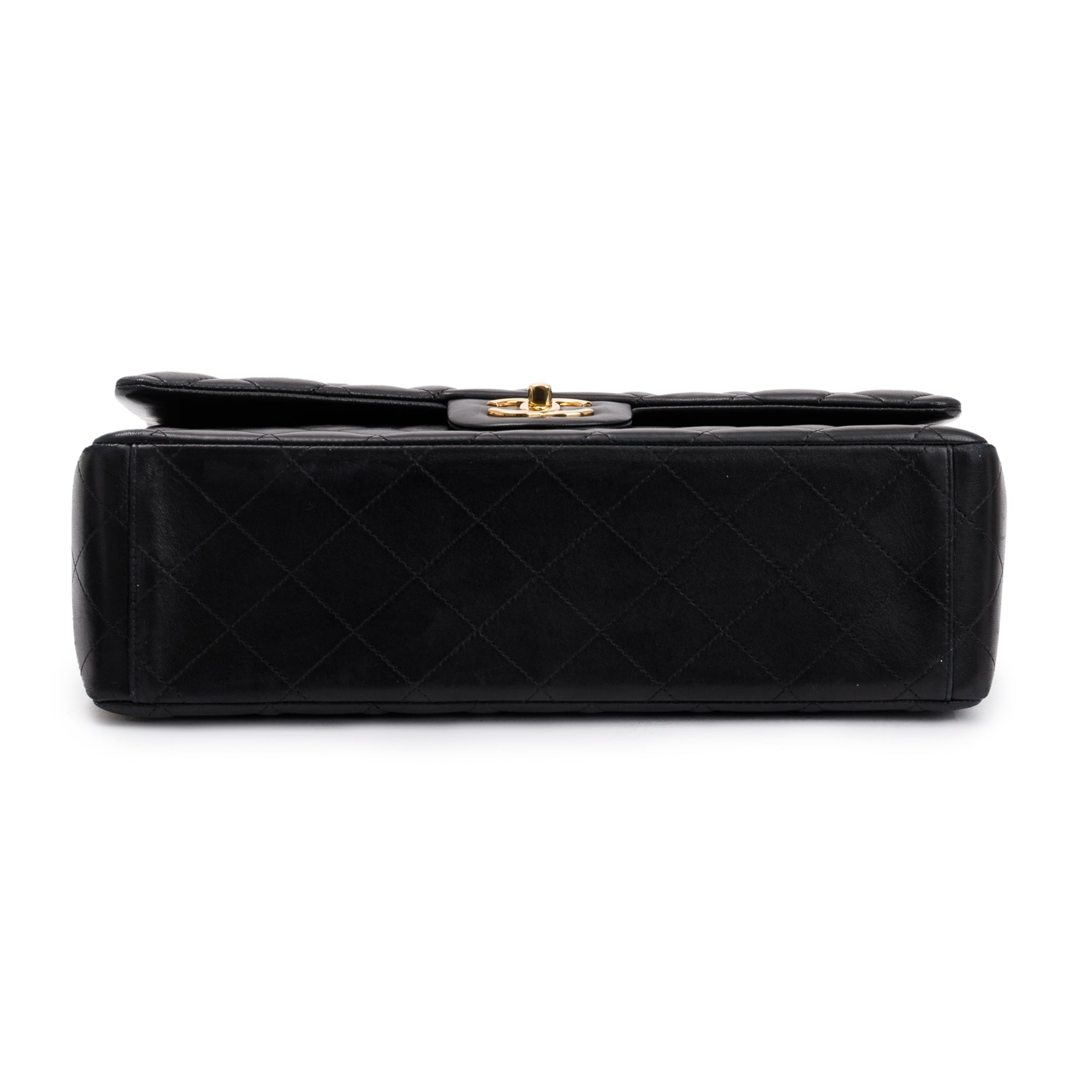 Chanel Black Quilted Lambskin Leather Classic Maxi Double Flap Bag w/ Authenticity Card