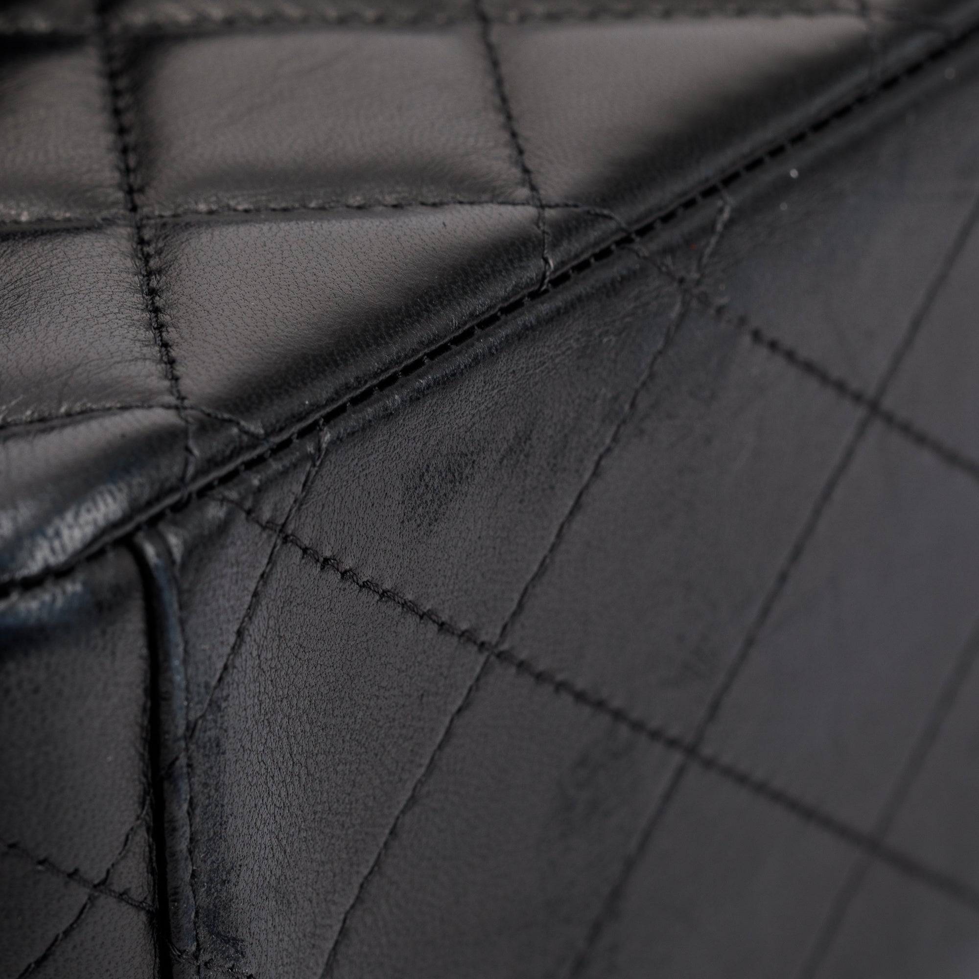 Chanel Black Quilted Lambskin Leather Classic Maxi Double Flap Bag w/ Authenticity Card