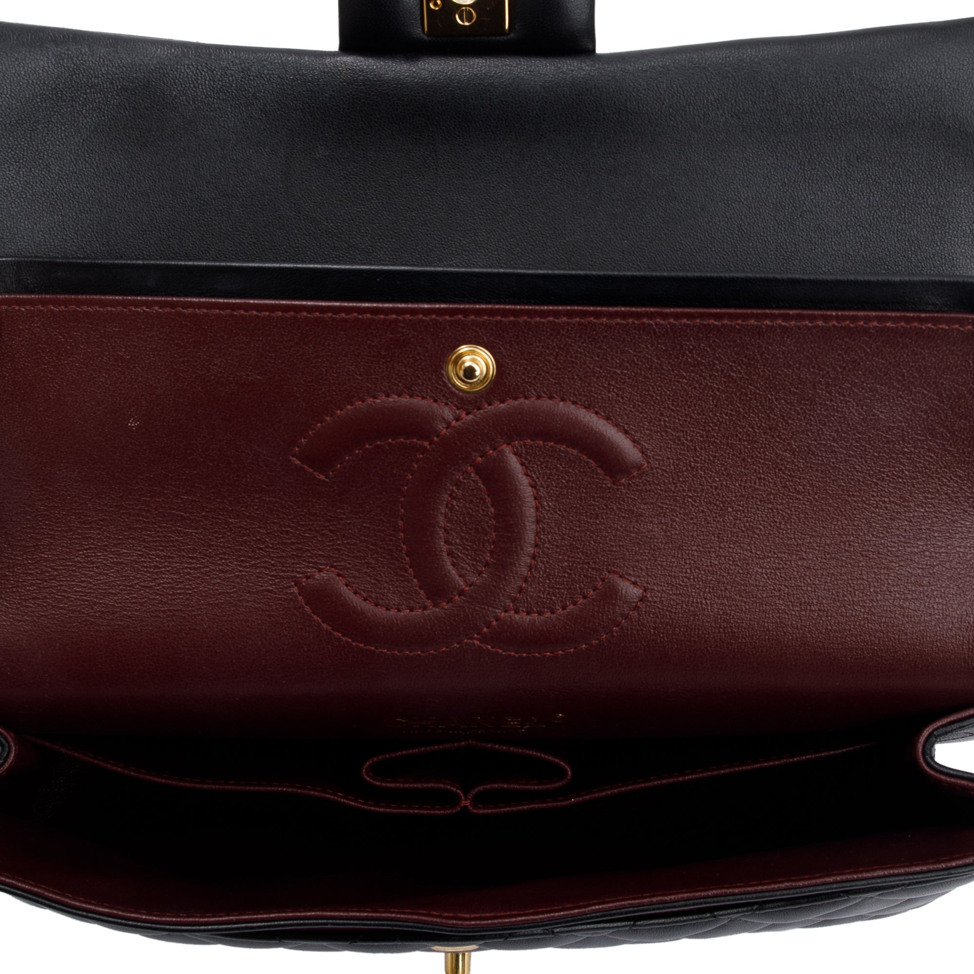 Chanel Black Quilted Lambskin Leather Classic Medium Double Flap Bag