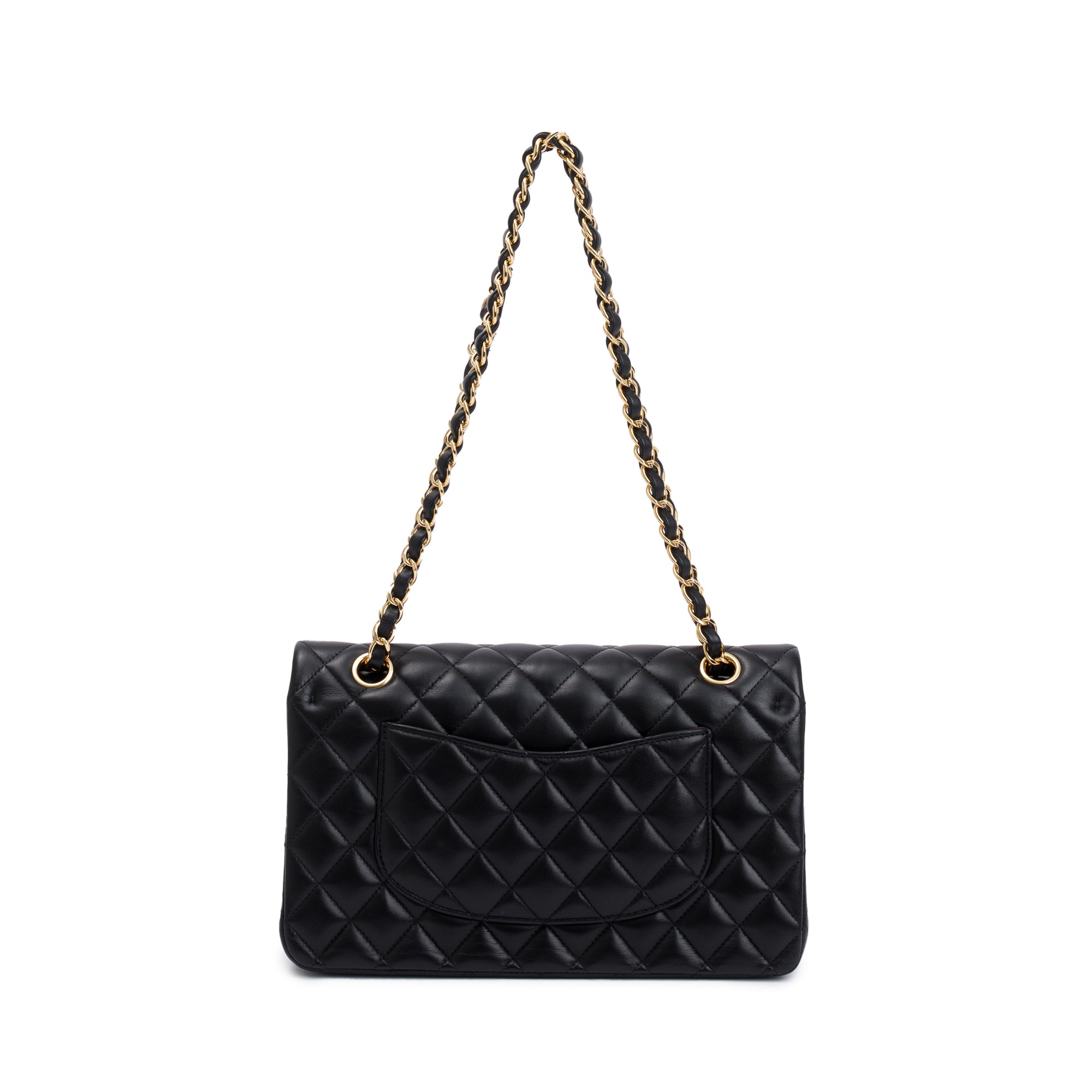 Chanel Black Quilted Lambskin Leather Classic Medium Double Flap Bag