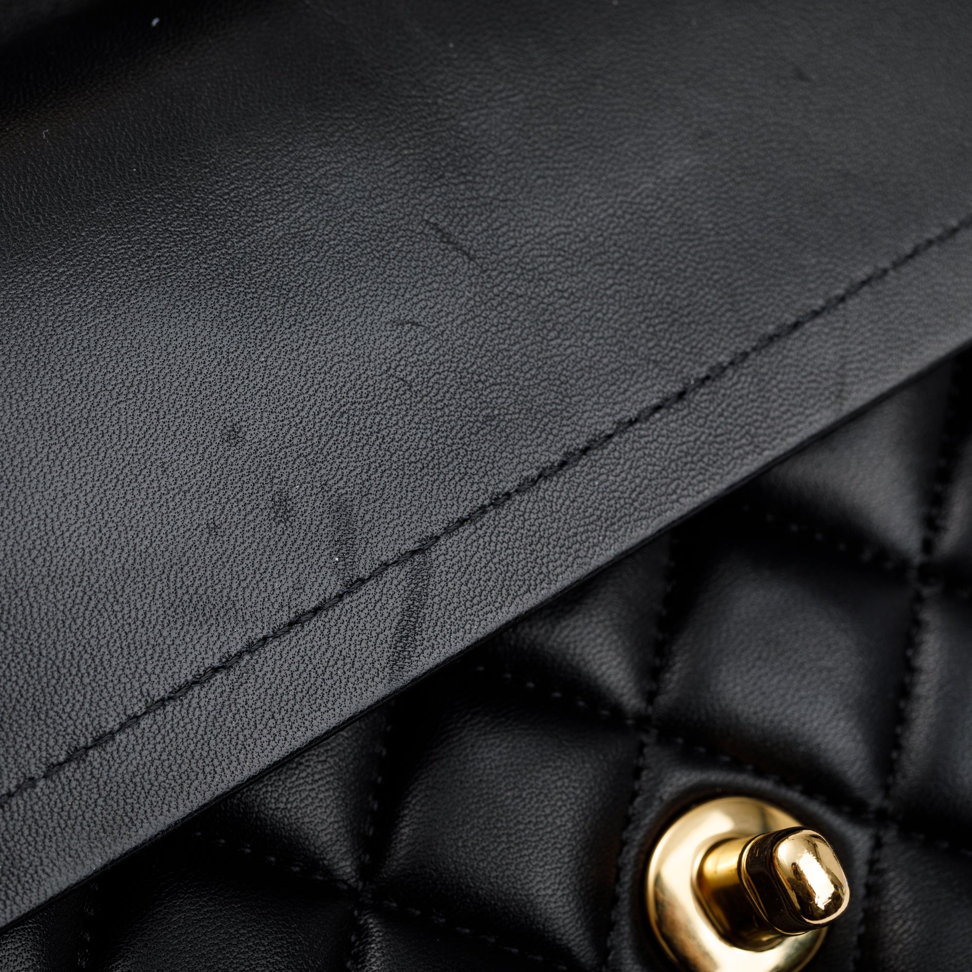 Chanel Black Quilted Lambskin Leather Classic Medium Double Flap Bag