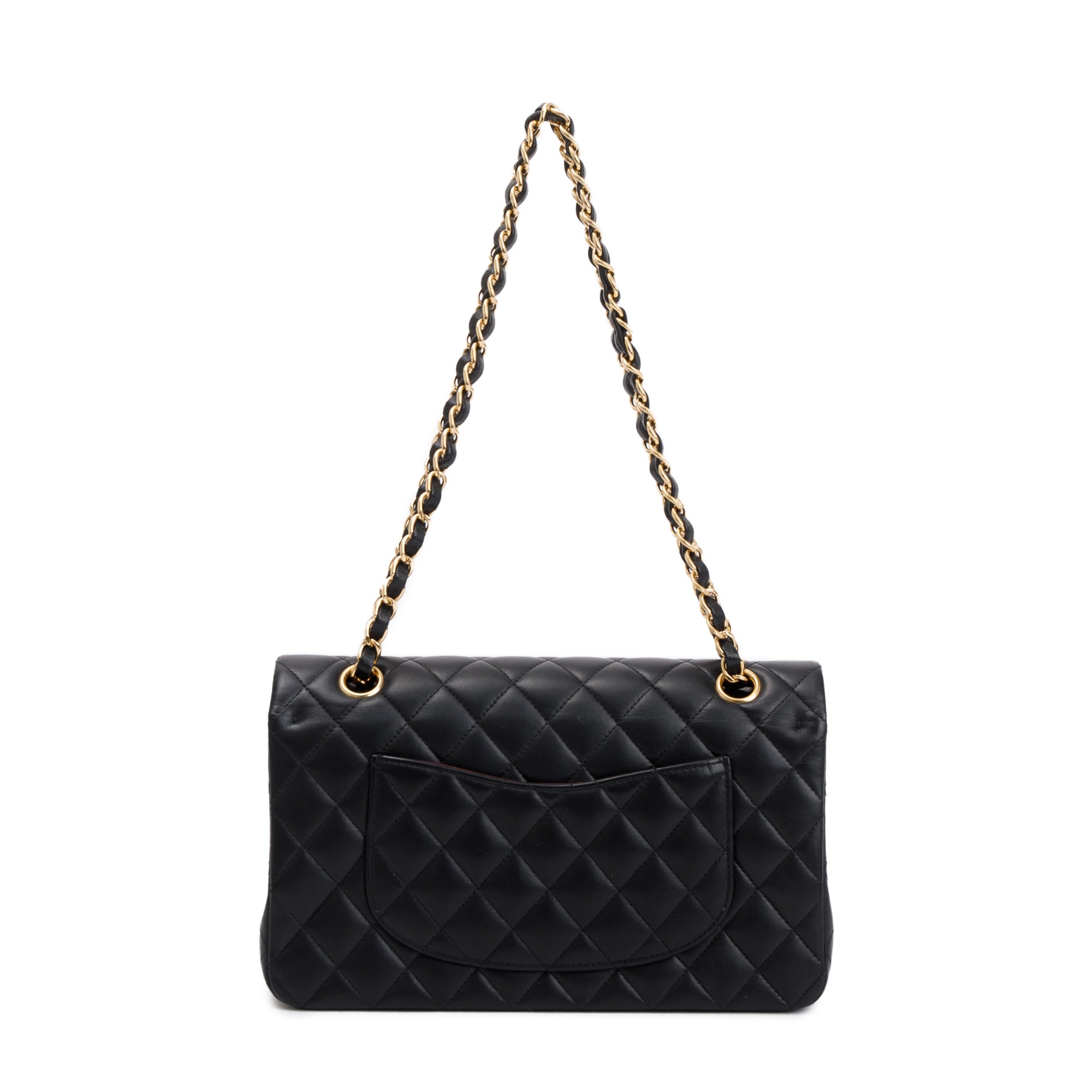 Chanel Black Quilted Lambskin Leather Classic Medium Double Flap Bag w/ Box, Receipt & Authenticity Card