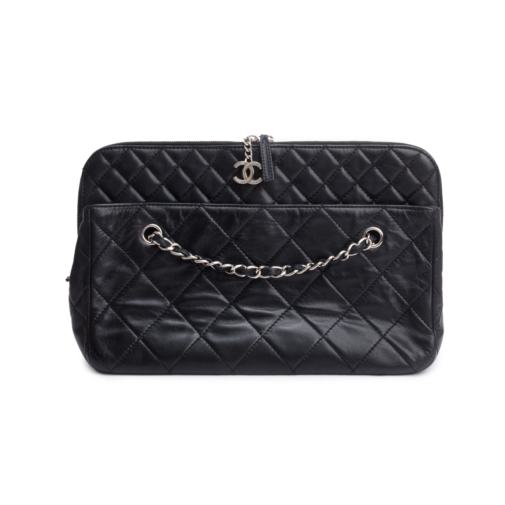 Chanel Black Quilted Lambskin Leather In The Business Camera Bag