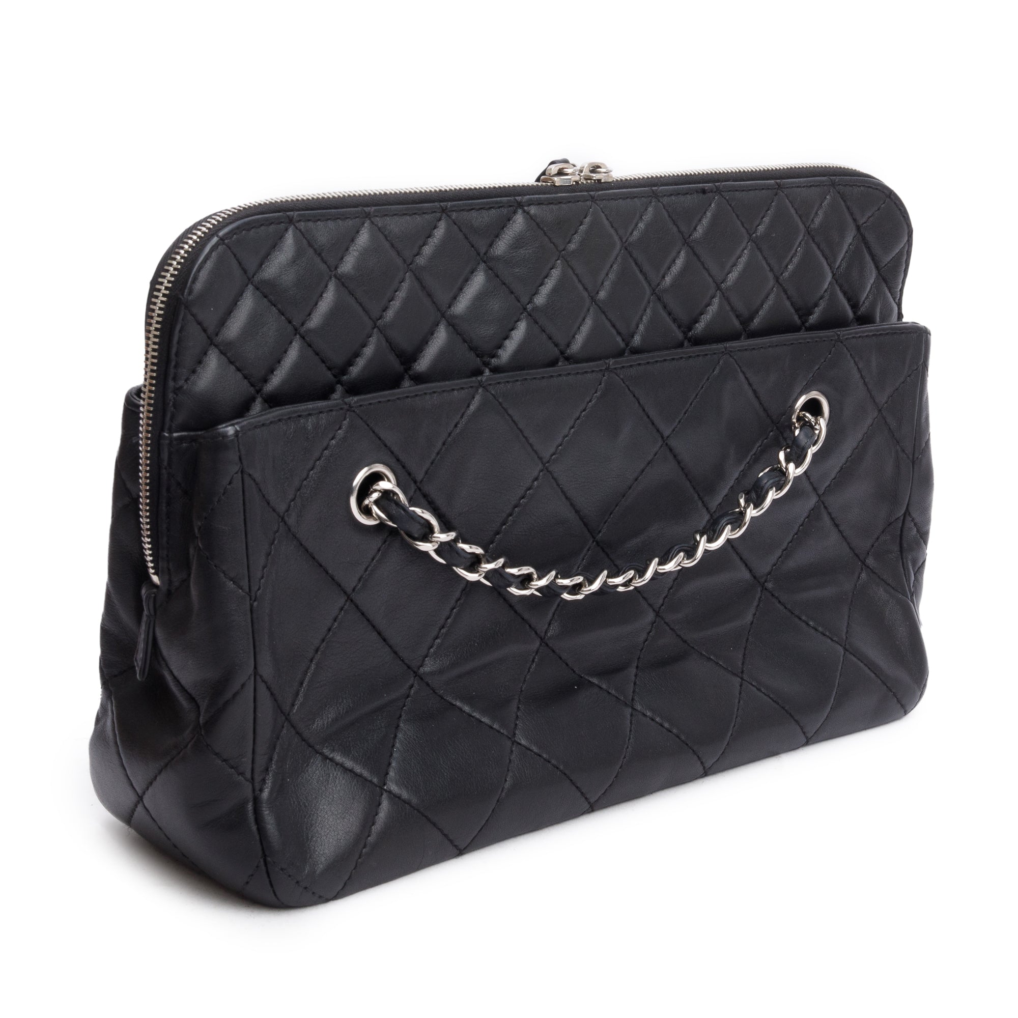 Chanel Black Quilted Lambskin Leather In The Business Camera Bag