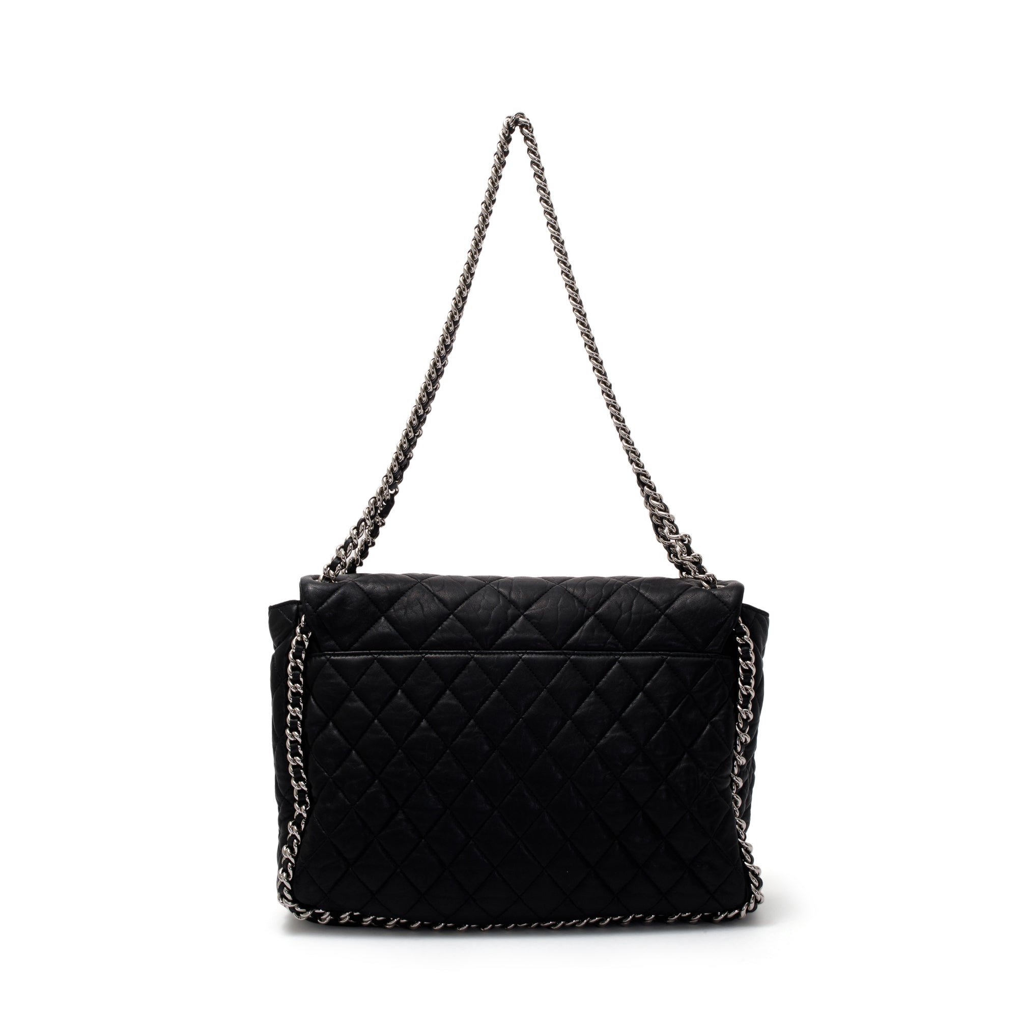 Chanel Black Quilted Lambskin Leather Maxi Chain Around Flap Bag w/ Box & Authenticity Card