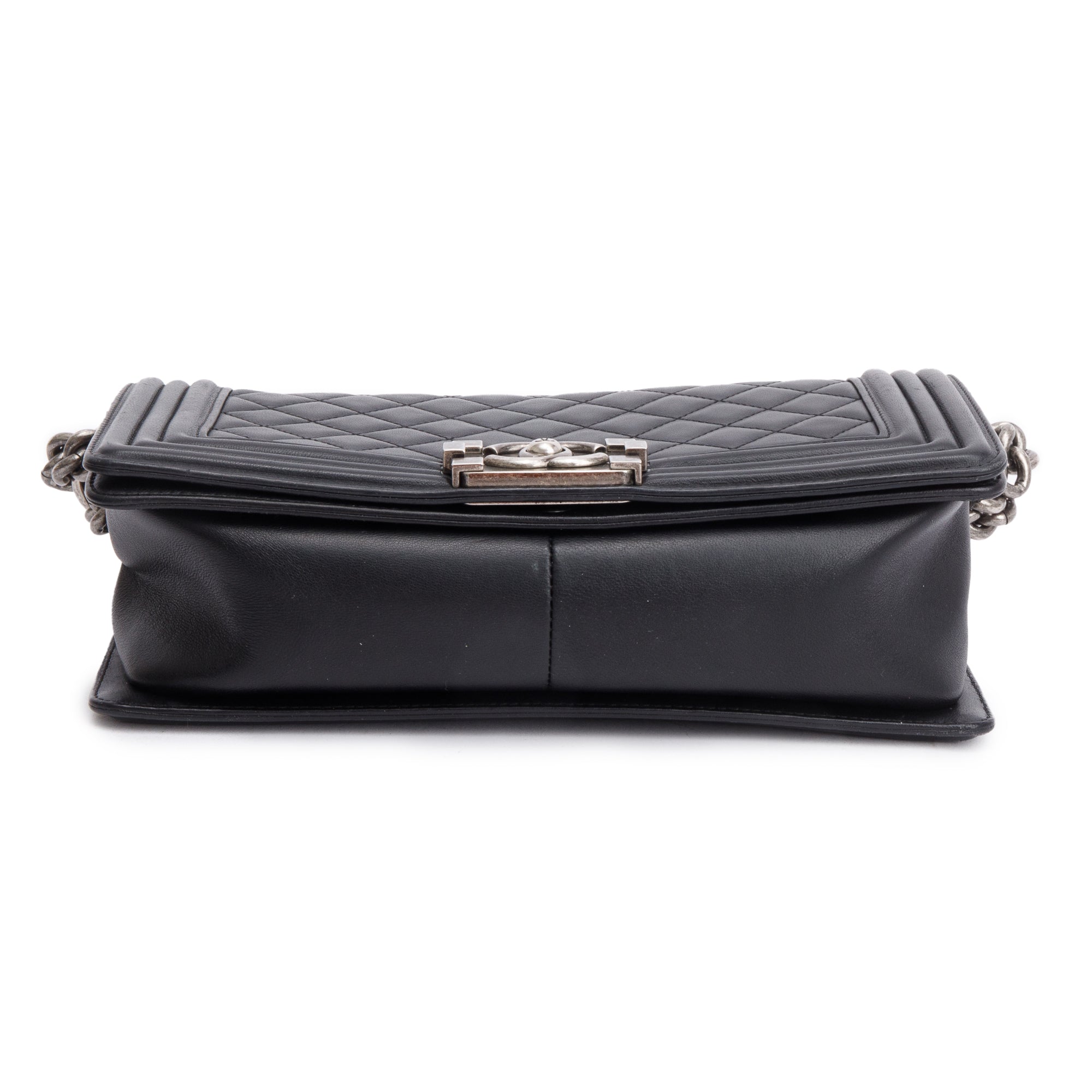 Chanel Black Quilted Lambskin Leather Medium Boy Bag