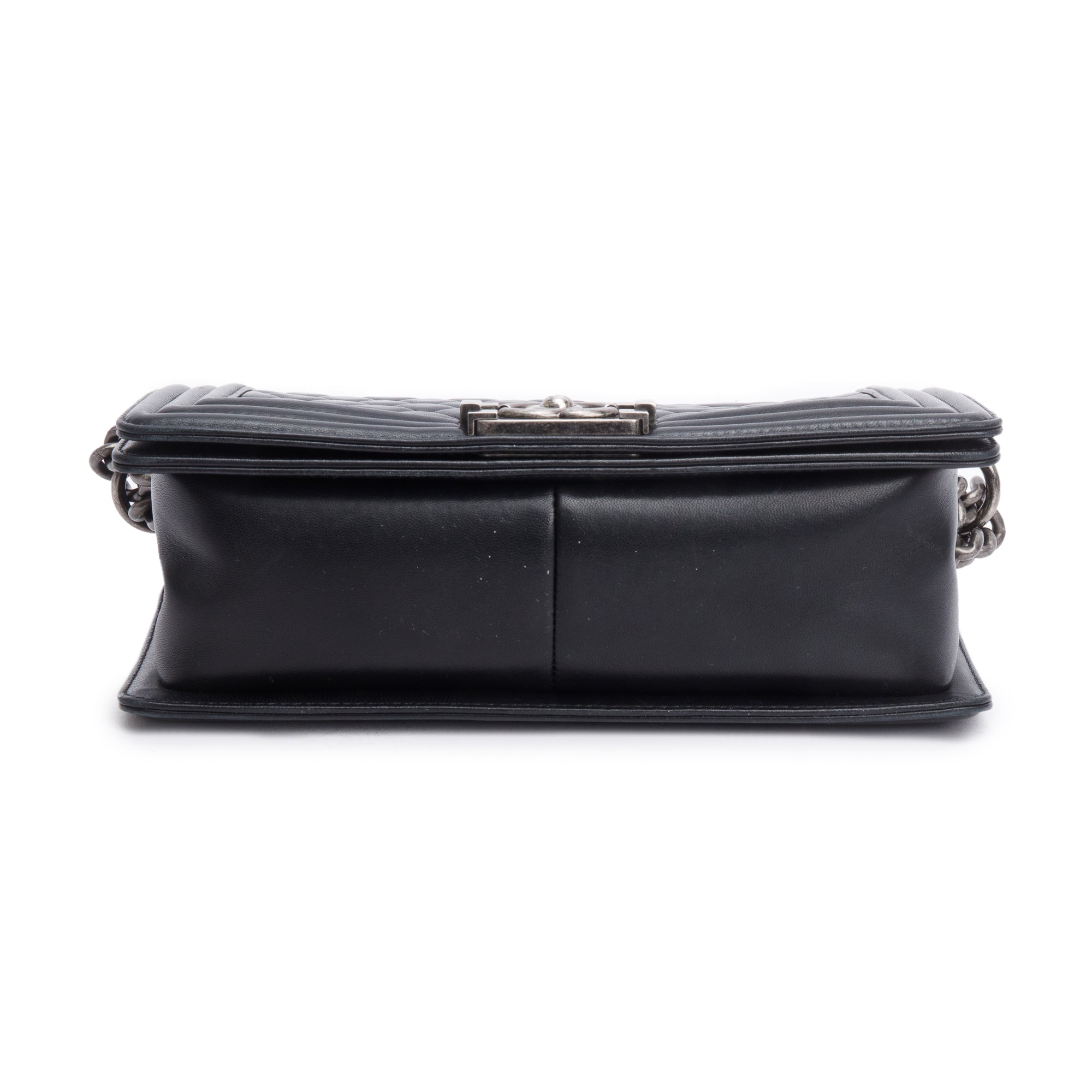 Chanel Black Quilted Lambskin Leather Medium Boy Bag w/ Authenticity Card