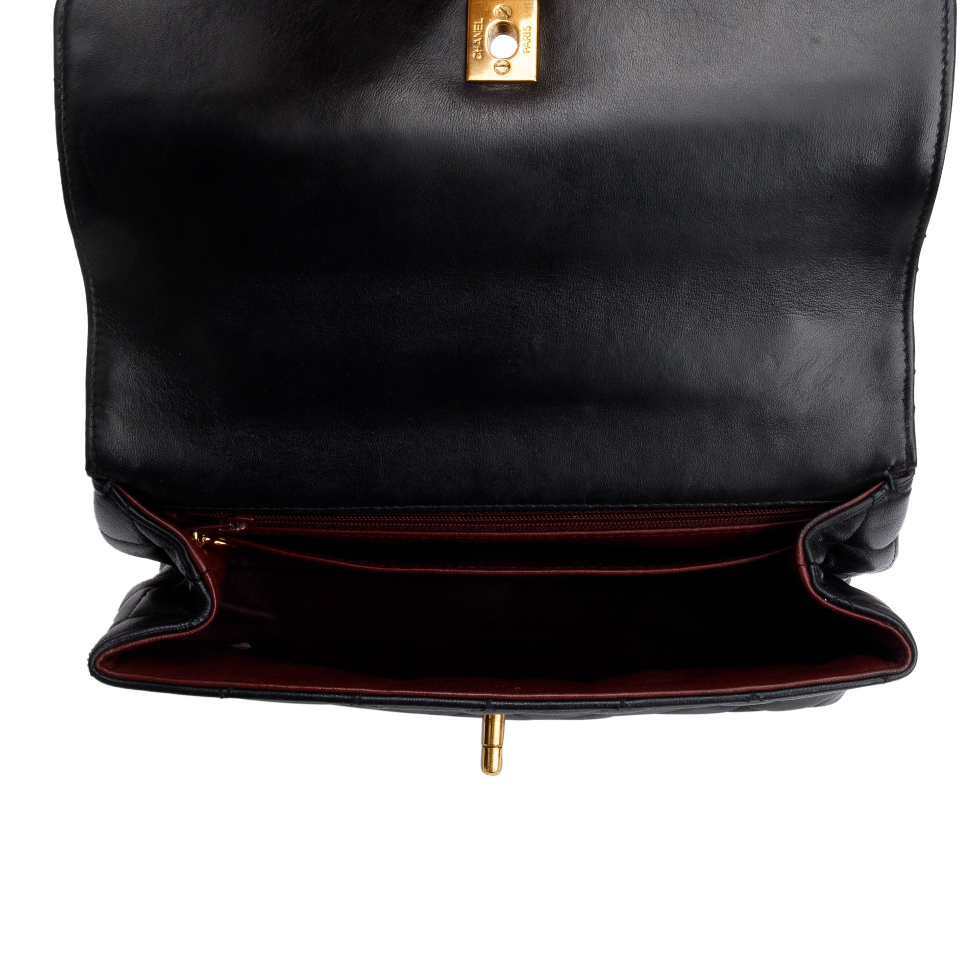 Chanel Black Quilted Lambskin Leather Medium Kelly Top Handle Bag