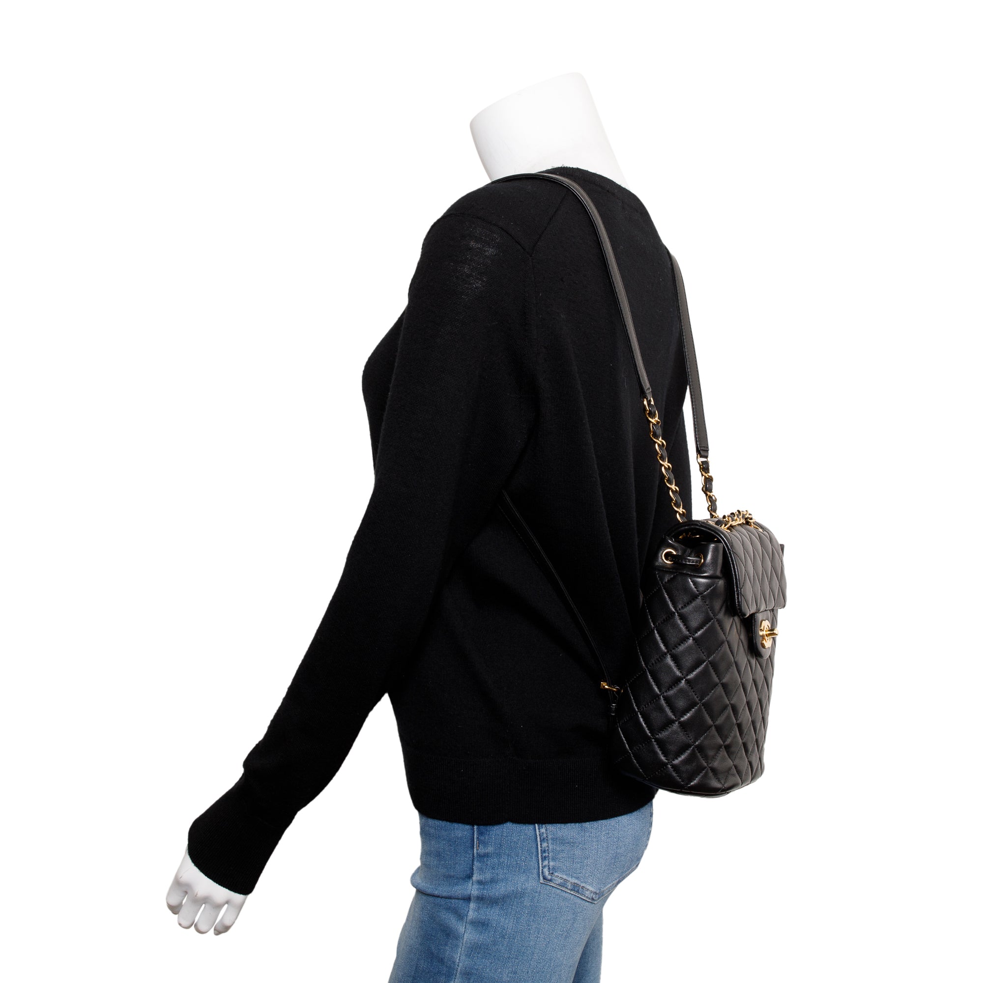 Chanel Black Quilted Lambskin Leather Mini Urban Spirit Backpack w/ Authenticity Card