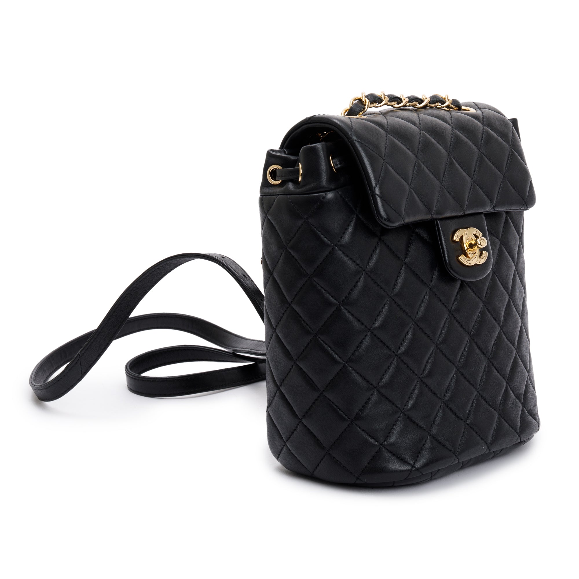 Chanel Black Quilted Lambskin Leather Mini Urban Spirit Backpack w/ Authenticity Card