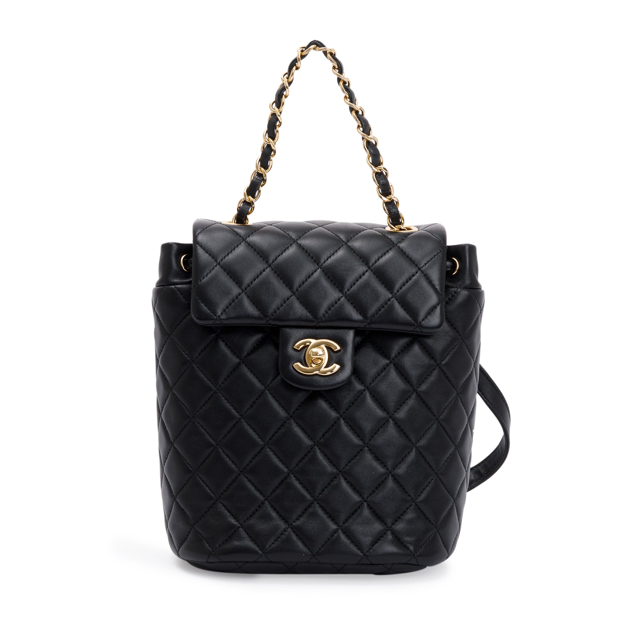 Chanel Black Quilted Lambskin Leather Mini Urban Spirit Backpack w/ Authenticity Card