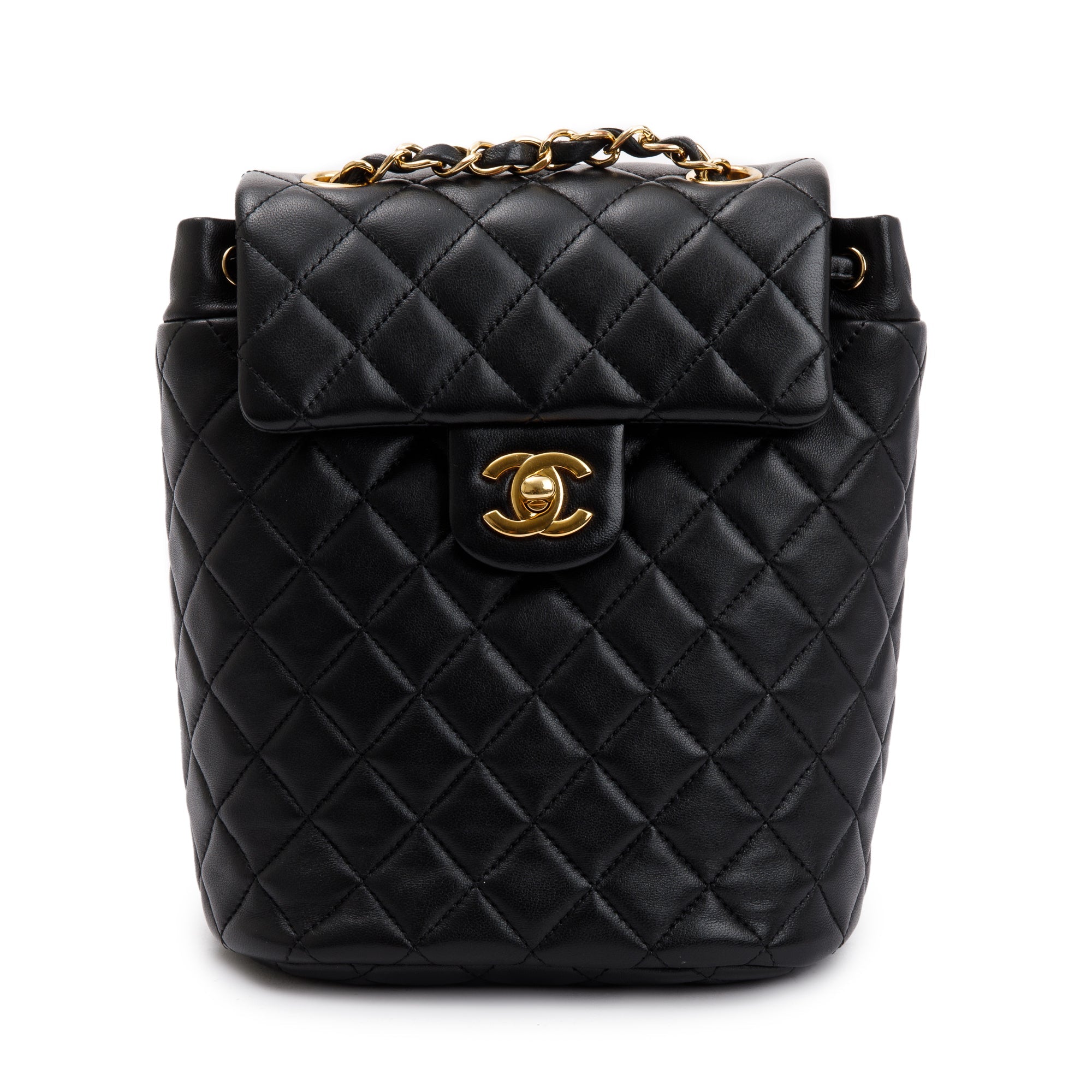 Chanel Black Quilted Lambskin Leather Mini Urban Spirit Backpack w/ Authenticity Card