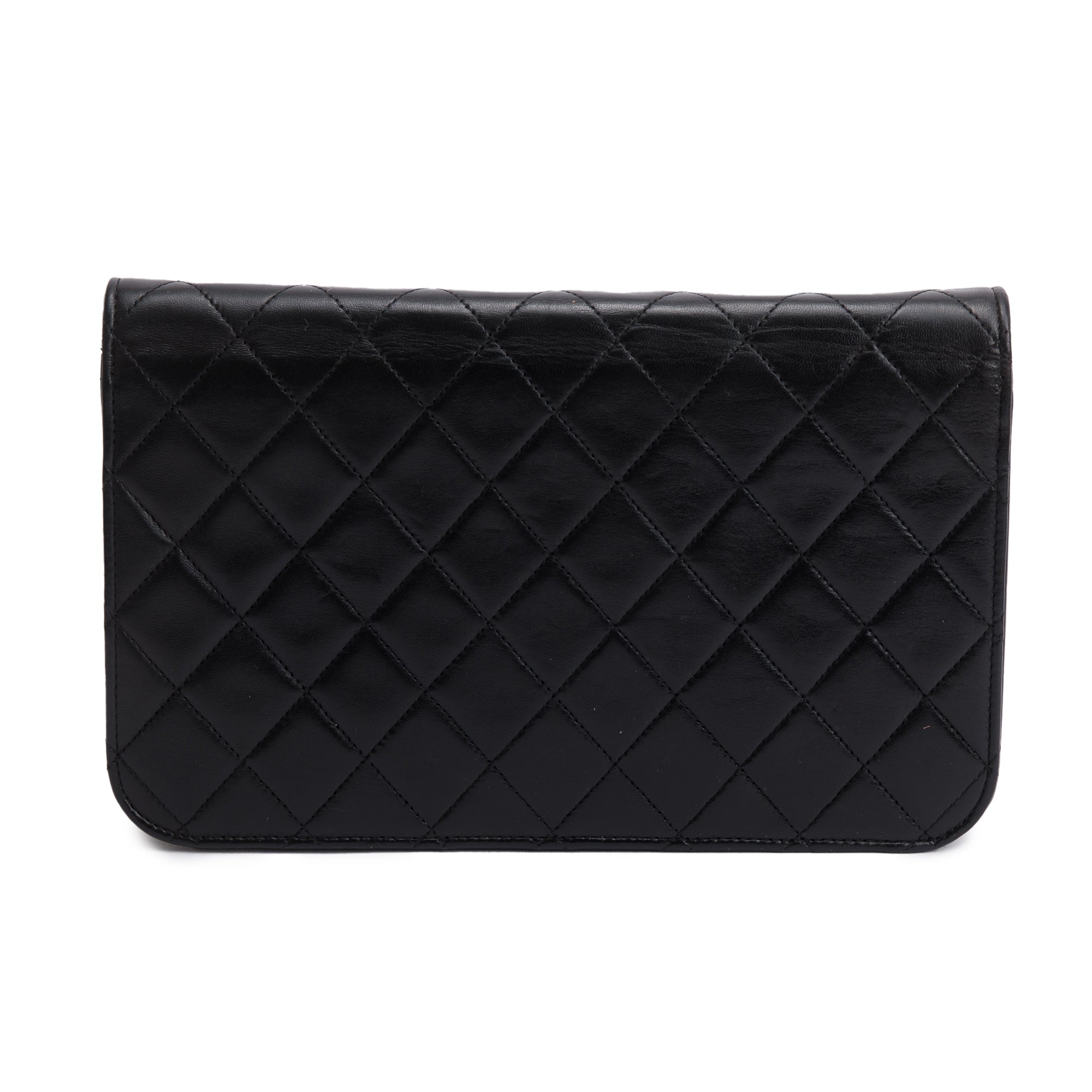 Chanel Black Quilted Lambskin Leather Vintage Medium Full Flap Bag