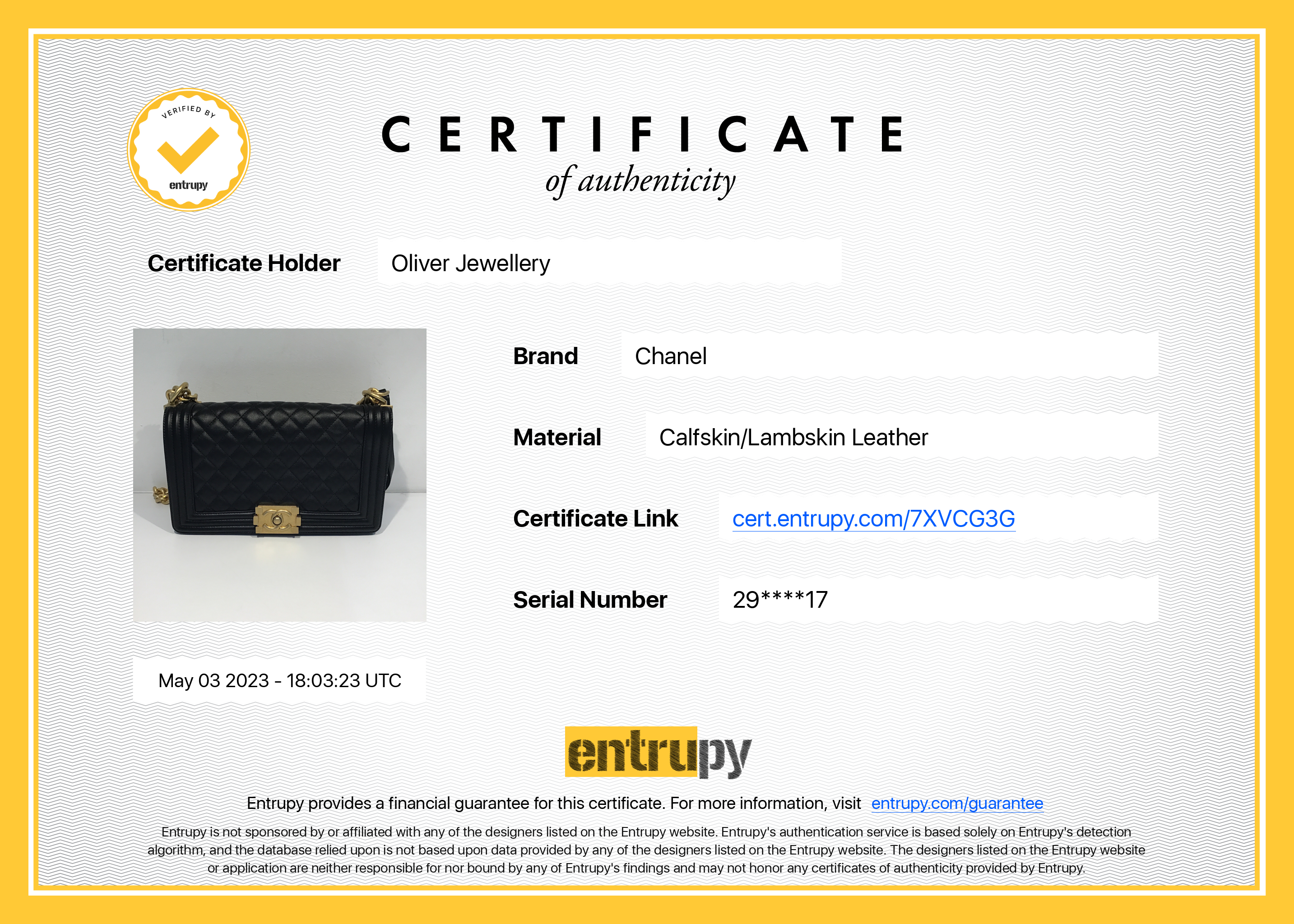 Chanel Black Quilted Lambskin Medium Boy Bag w/ Authenticity Card