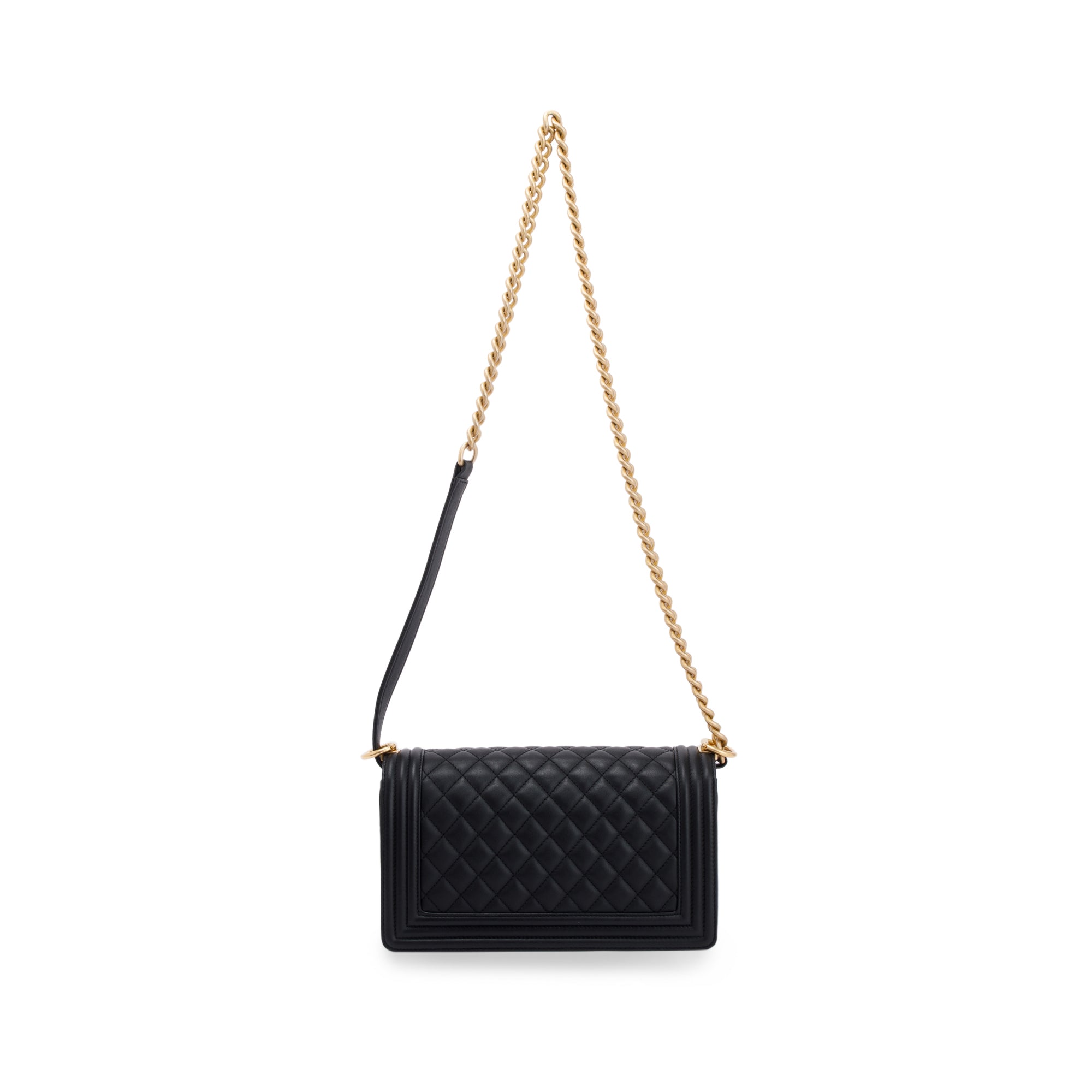 Chanel Black Quilted Lambskin Medium Boy Bag w/ Box