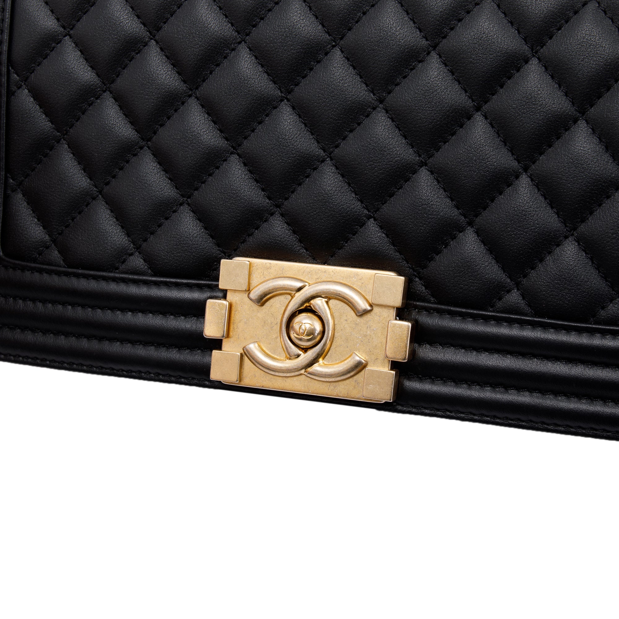 Chanel Black Quilted Lambskin Medium Boy Bag w/ Box