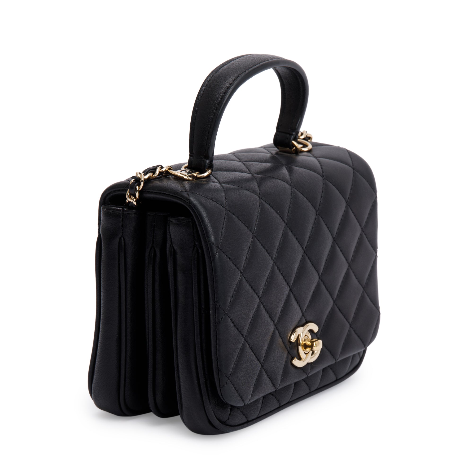 Chanel Black Quilted Lambskin Mini Citizen Chic Handle Flap Bag w/ Box