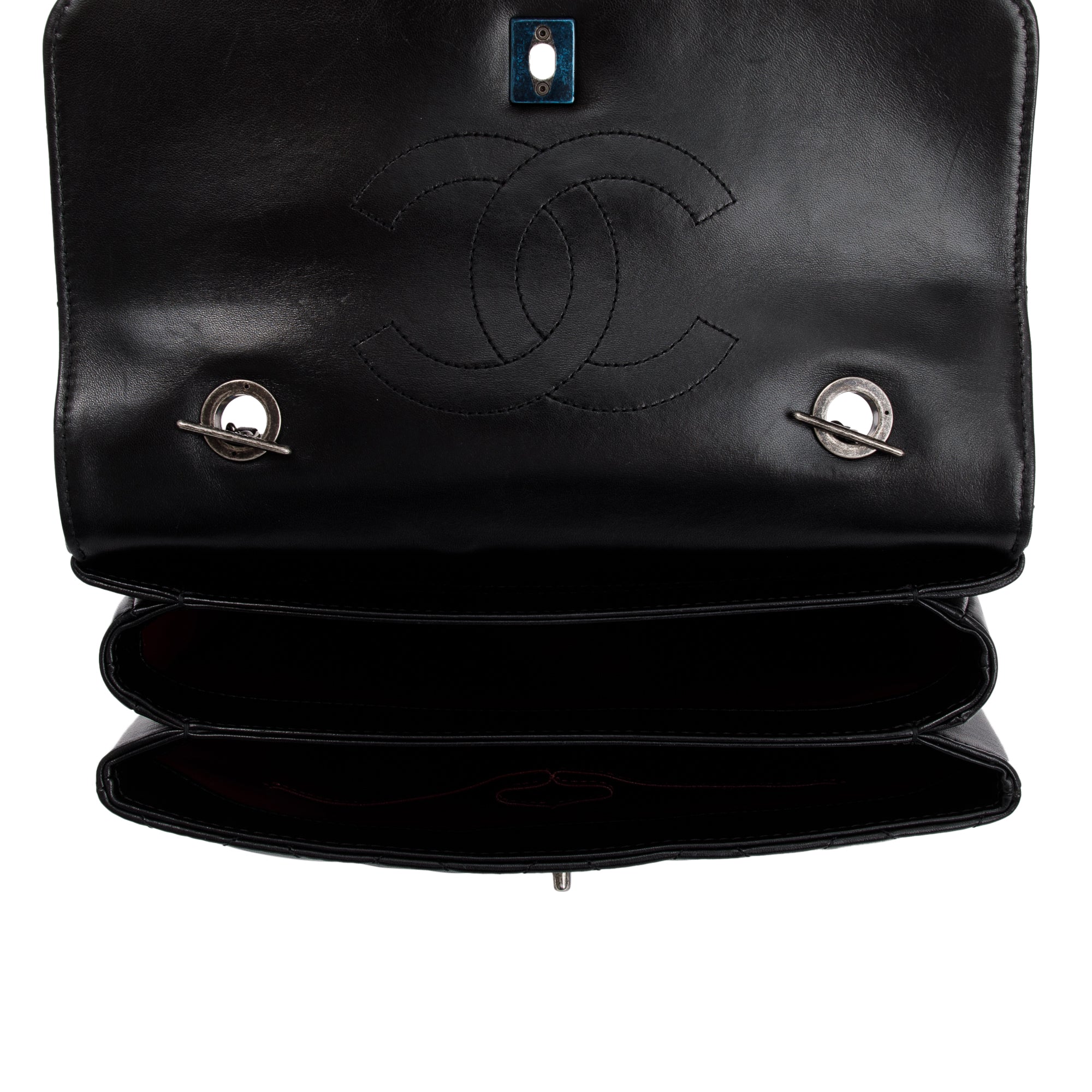 Chanel Black Quilted Lambskin Trendy CC Medium Top Handle Flap Bag w/ Authenticity Card