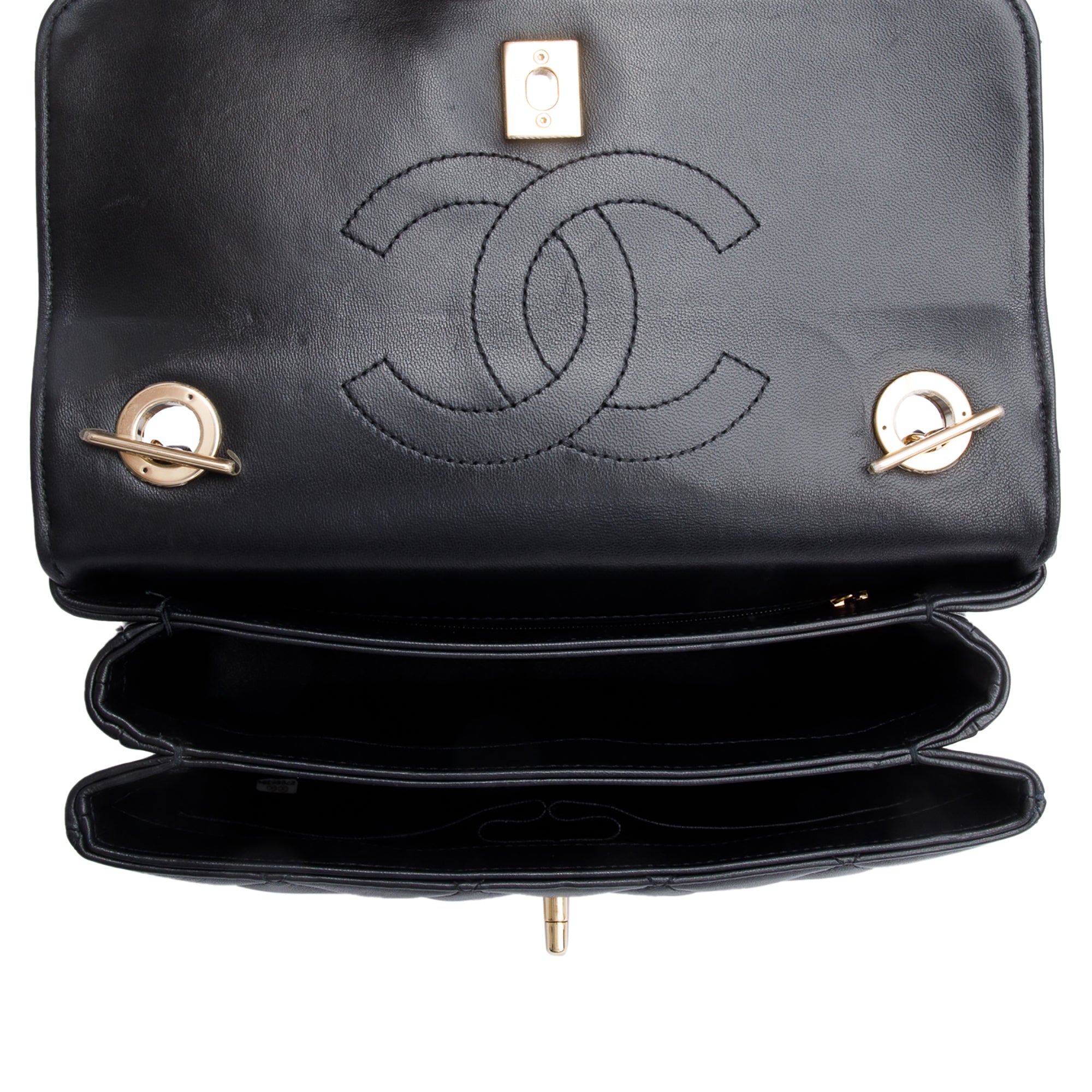 Chanel Black Quilted Lambskin Trendy CC Small Top Handle Flap Bag w/ Authenticity Card