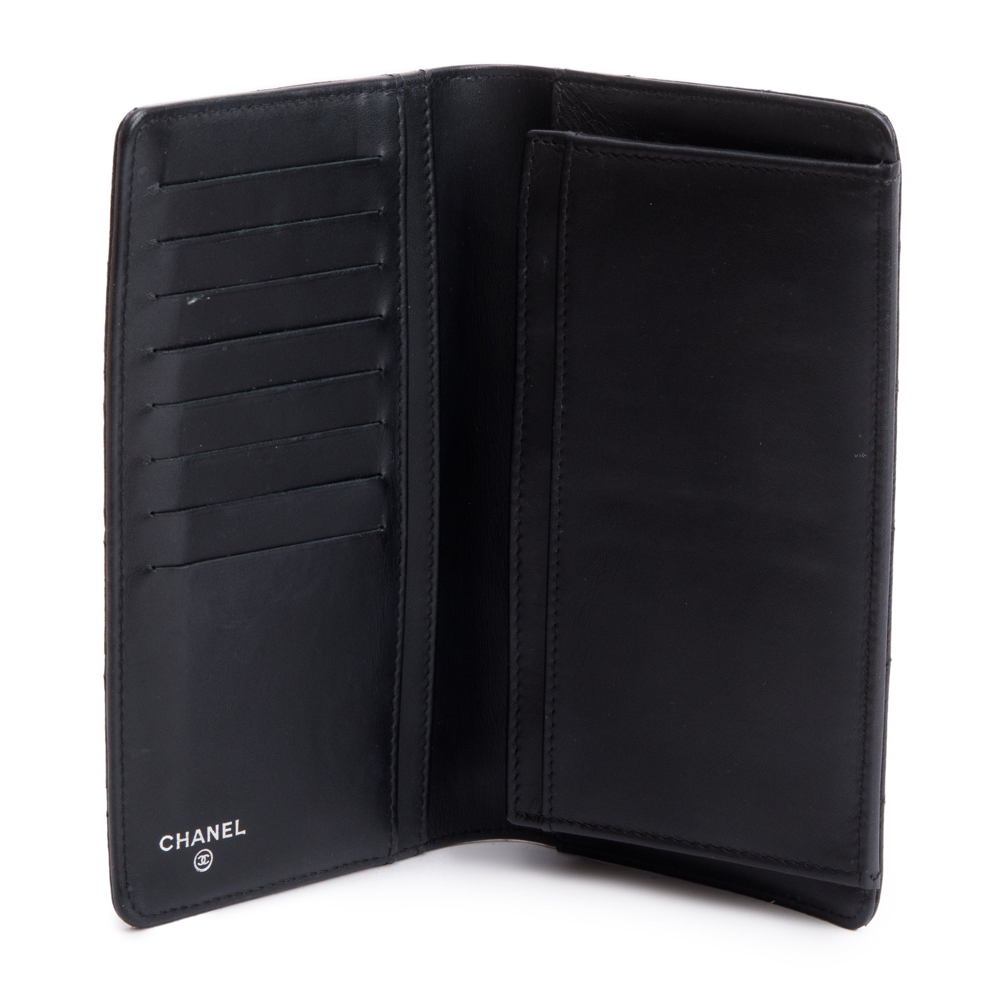 Chanel Black Quilted Patent Leather Brilliant Yen Wallet w/ Box & Authenticity Card