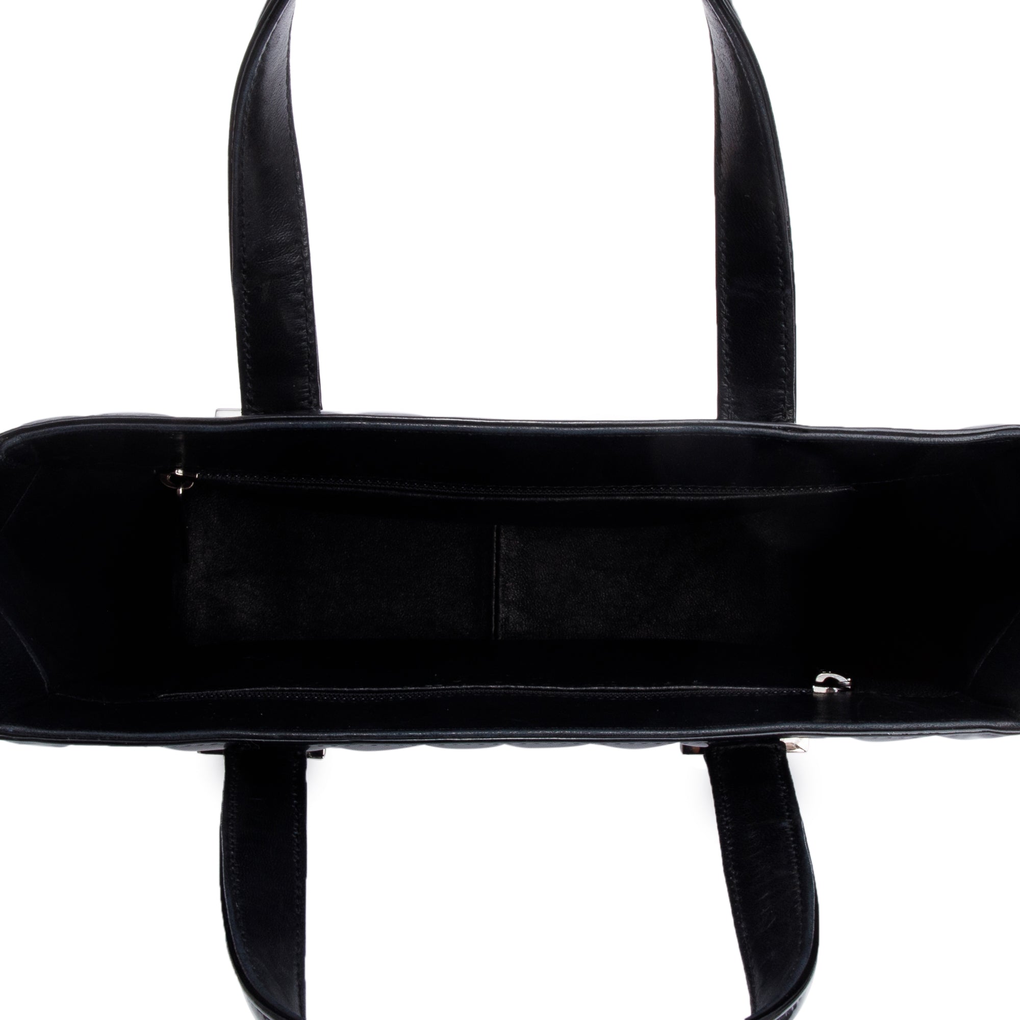 Chanel Black Quilted Patent Leather Chocolate Bar CC Tote Bag