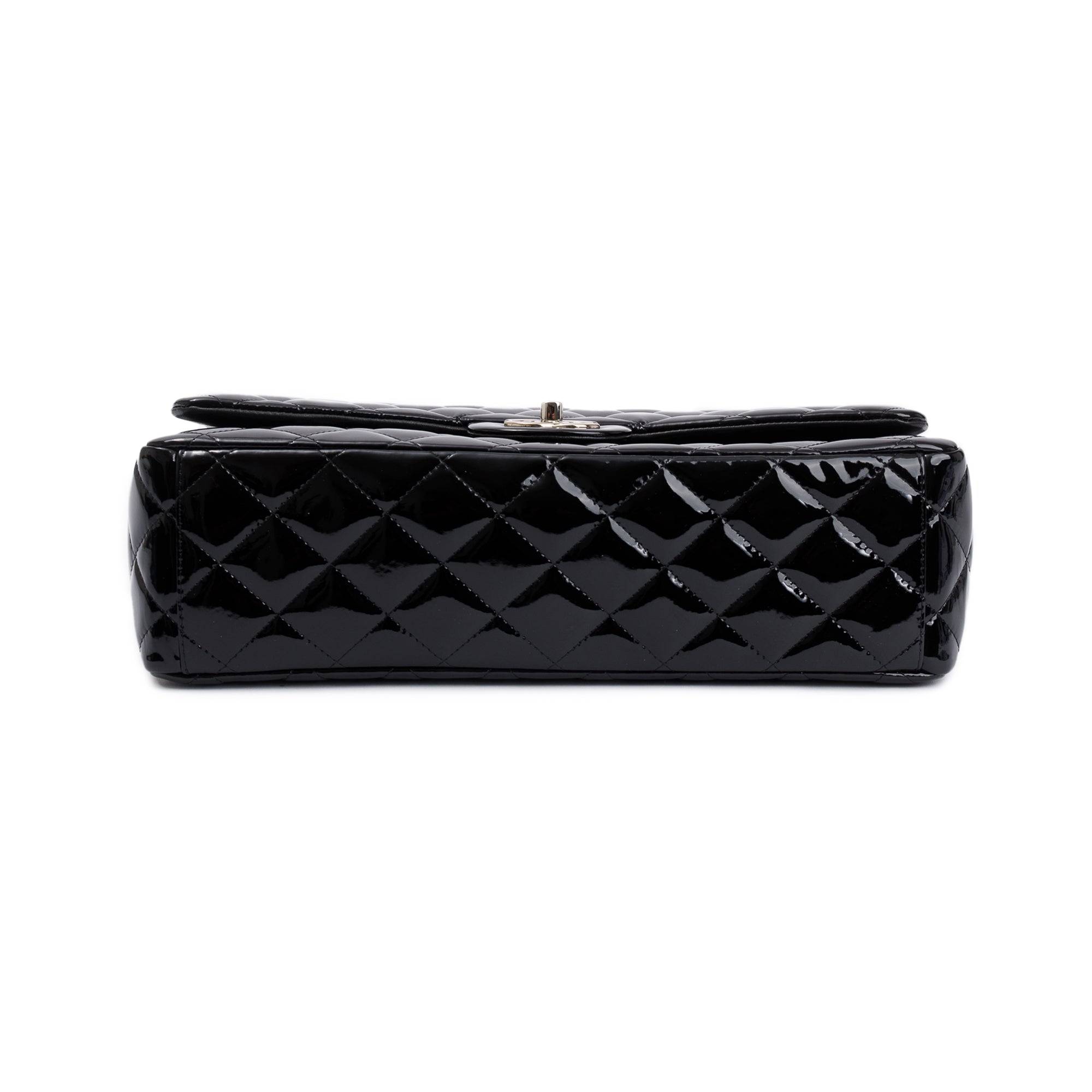 Chanel Black Quilted Patent Leather Classic Maxi Double Flap Bag w/ Box & Authenticity Card