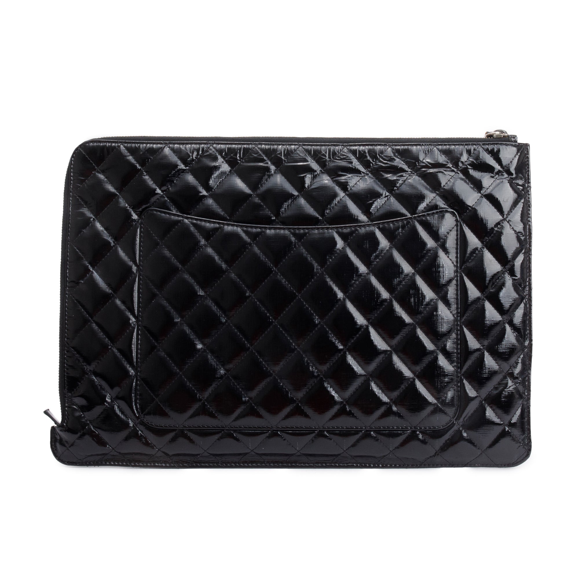 Chanel Black Quilted Patent Leather Laptop Pouch – OLIVER'S