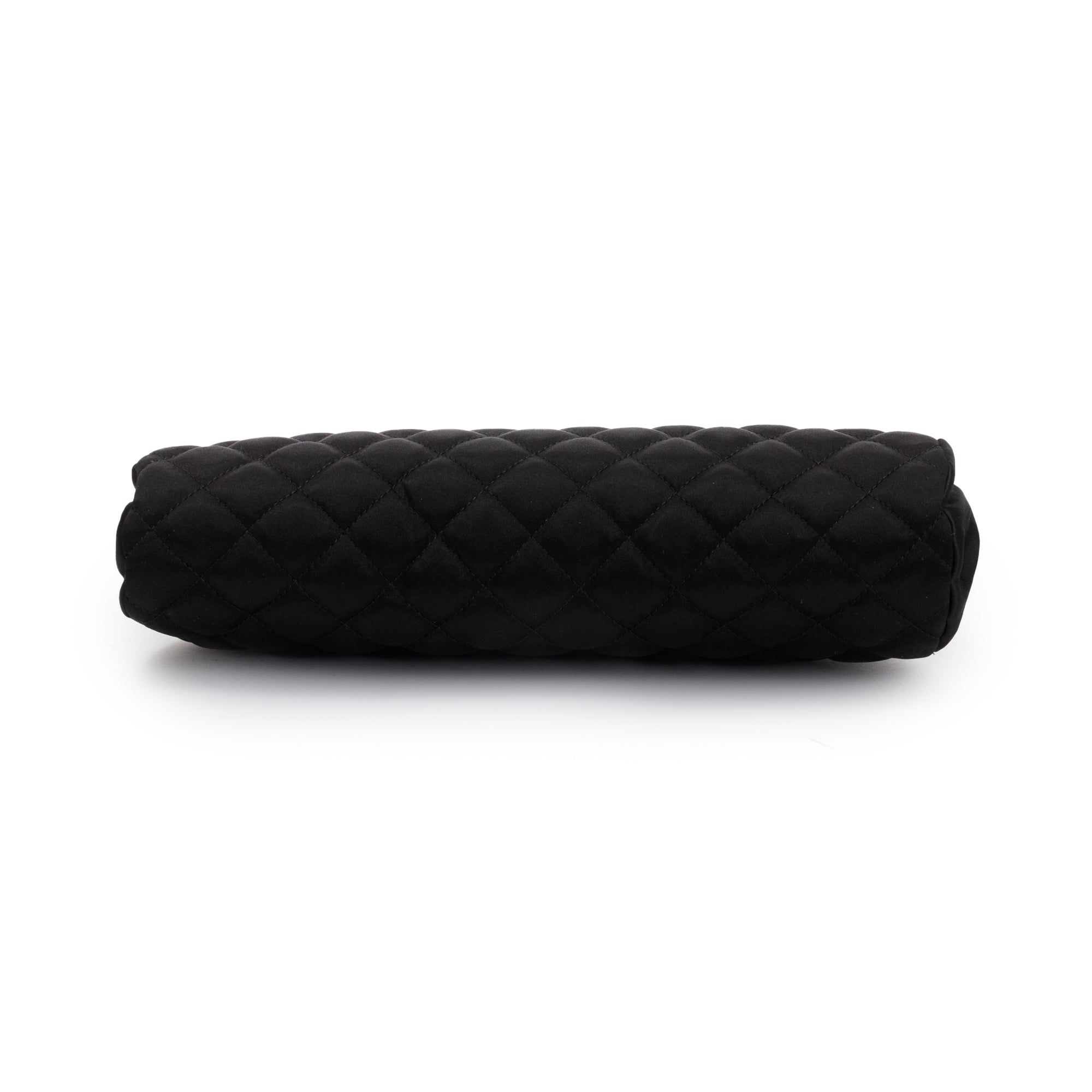 Chanel Black Quilted Satin Timeless Frame Clutch w/ Authenticity Card