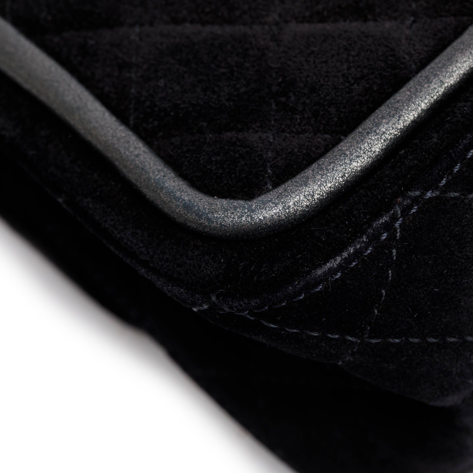 Chanel Black Quilted Suede 2.55 Reissue Mini Square Double Flap Bag w/ Authenticity Card