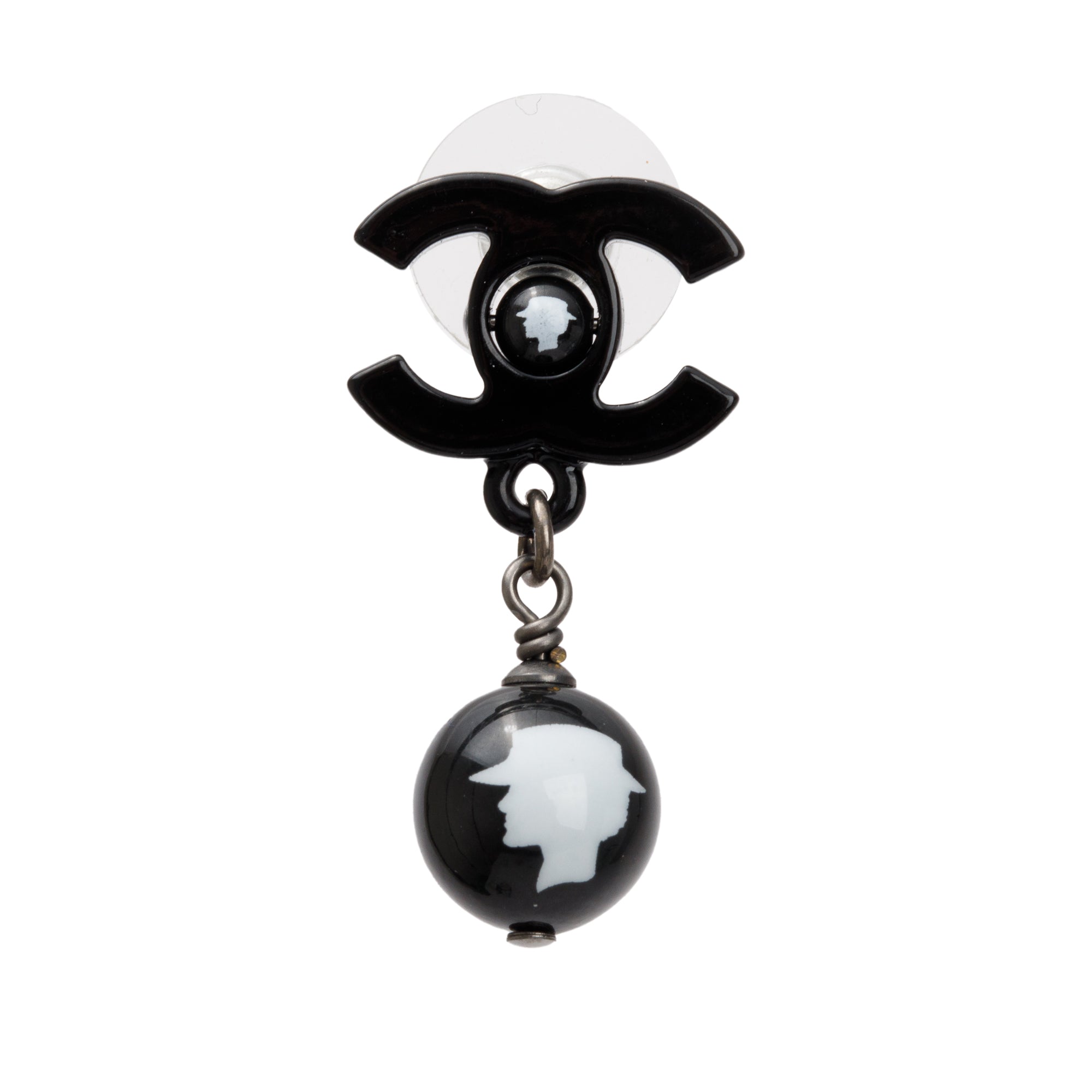 Chanel Black Resin CC Coco Bead Drop Earrings