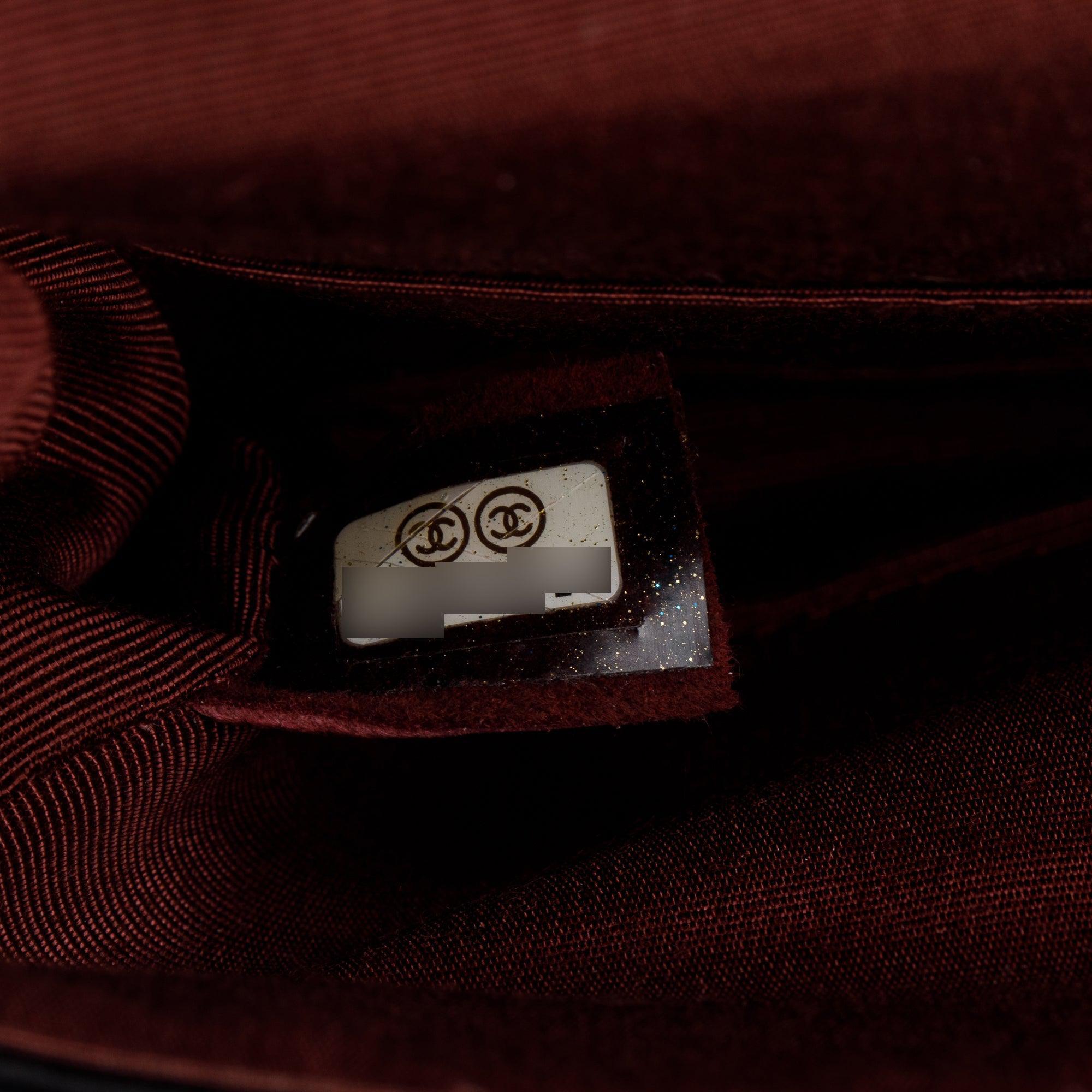 Chanel Black Satin Coco's Croc 2.55 Reissue East/West Double Flap Bag w/ Box