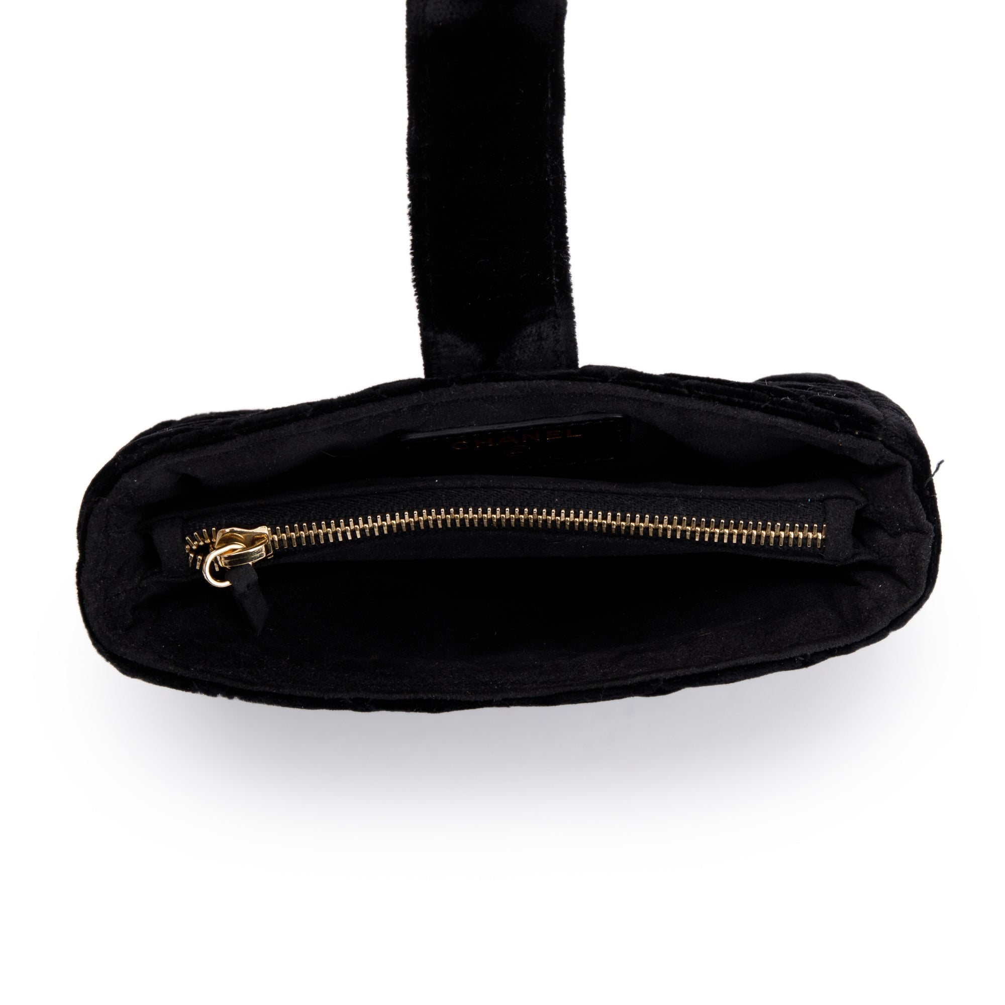 Chanel Black Velvet O-Phone Holder Pouch w/ Box