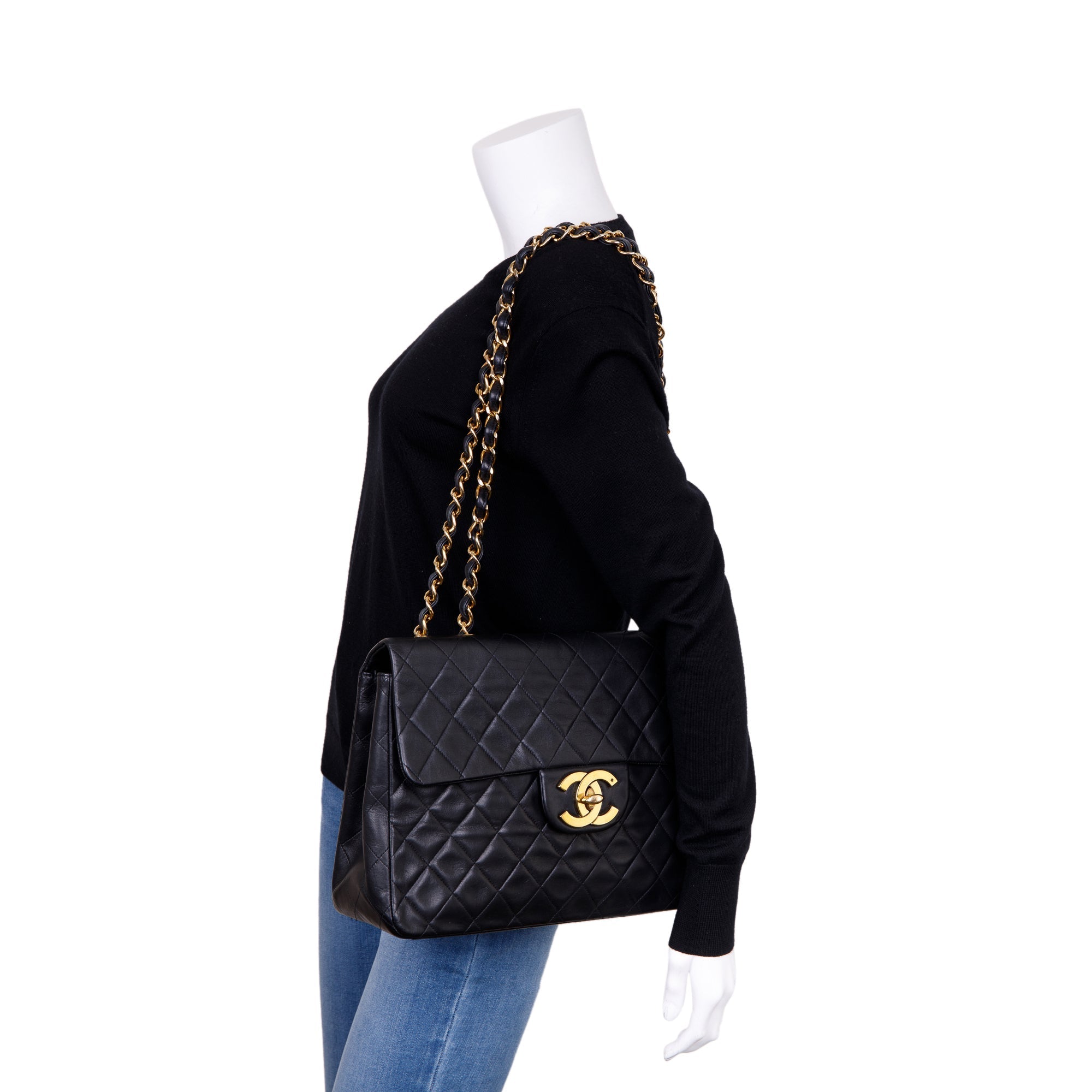 Chanel Black Vintage XL Jumbo Maxi Single Flap Bag