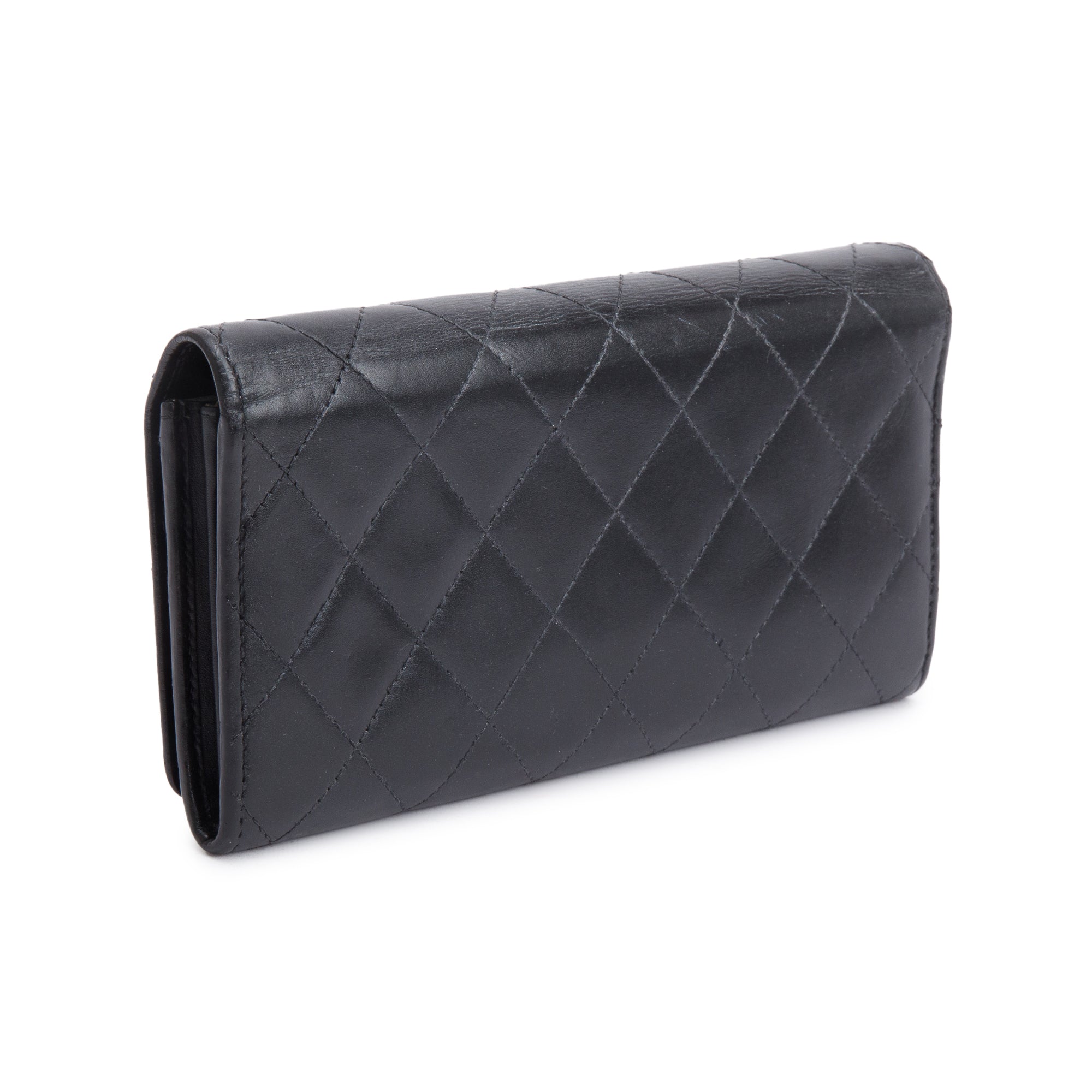 Chanel Black/Silver Calfskin Leather Ligne Cambon Continental Flap Wallet