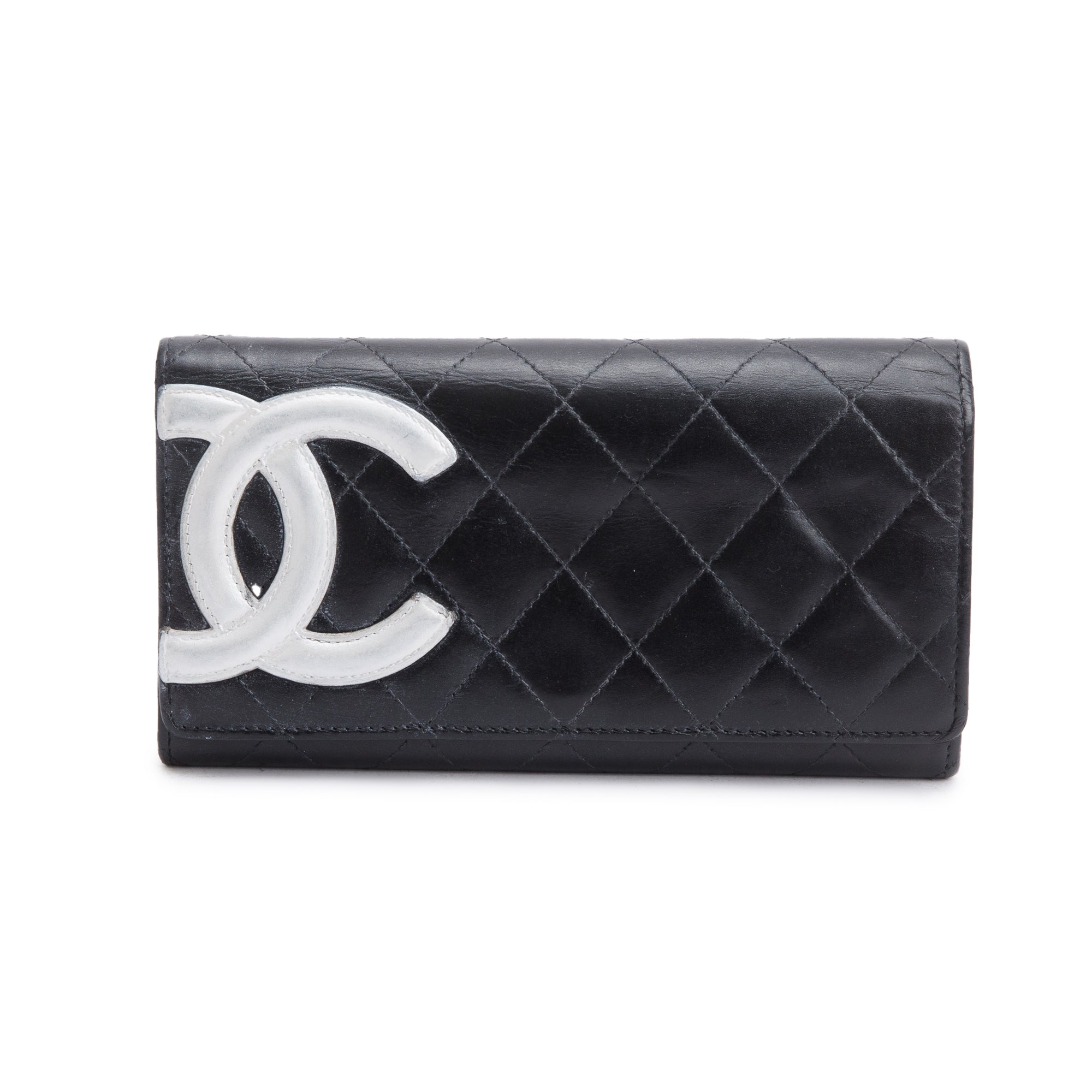 Chanel Black/Silver Calfskin Leather Ligne Cambon Continental Flap Wallet