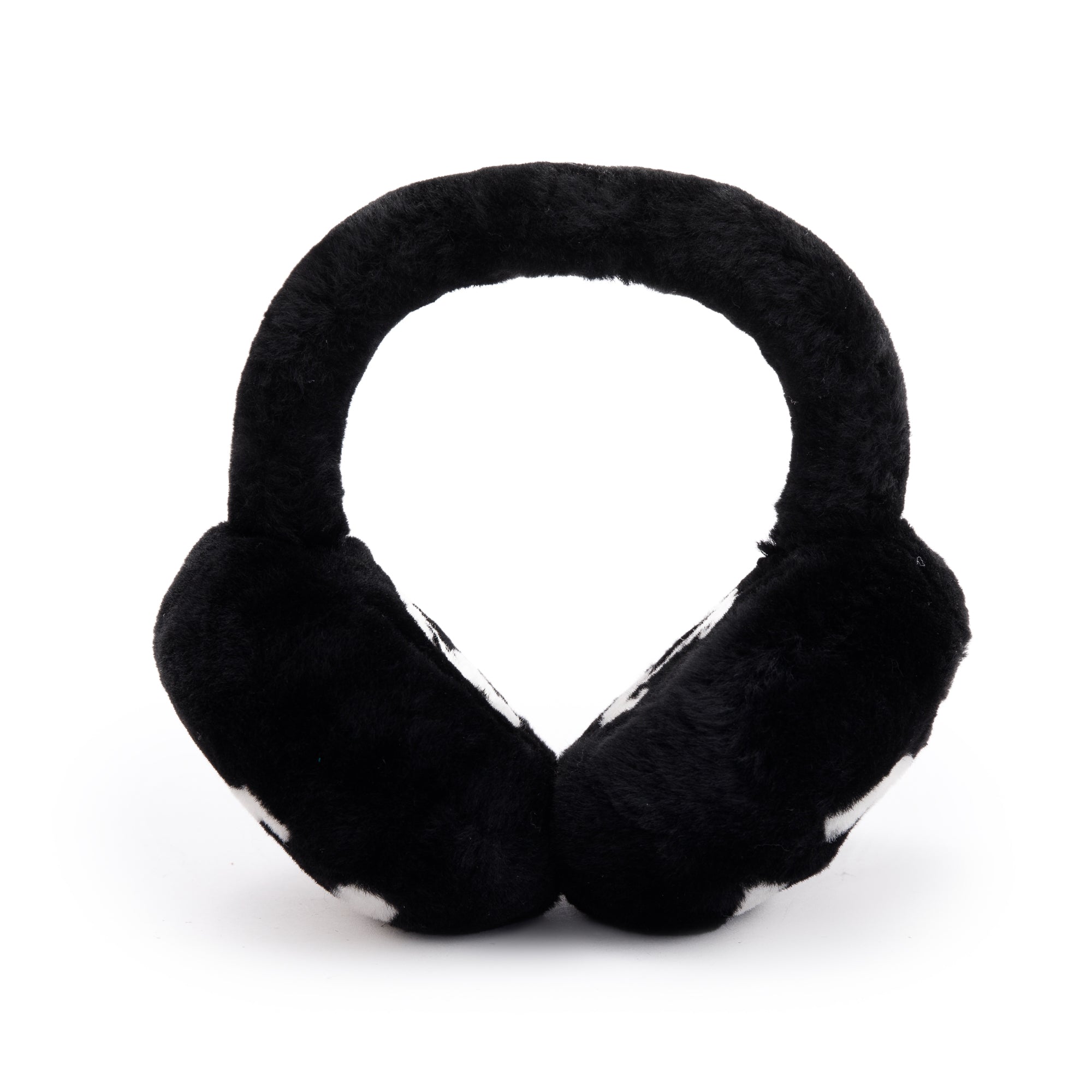 Chanel Black/White Shearling CC Earmuffs