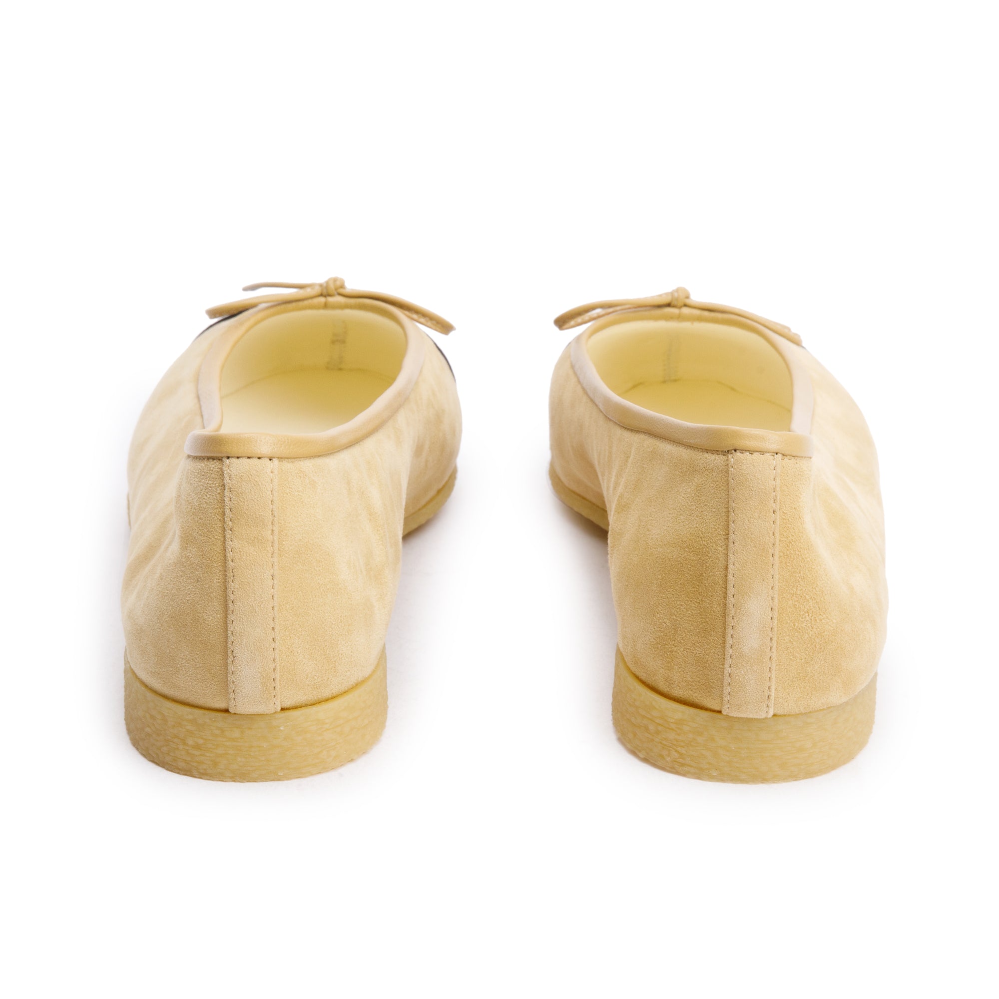 Chanel Black/Yellow Suede Kidskin Interlocking CC Logo Bow Flats, Size 40 w/ Box